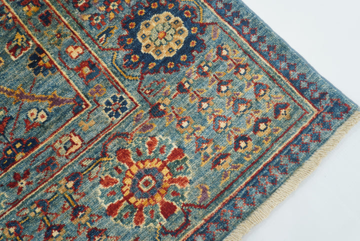6x9 Blue Bidjar Afghan Hand-Knotted Wool Oriental Rug - Yildiz Rugs