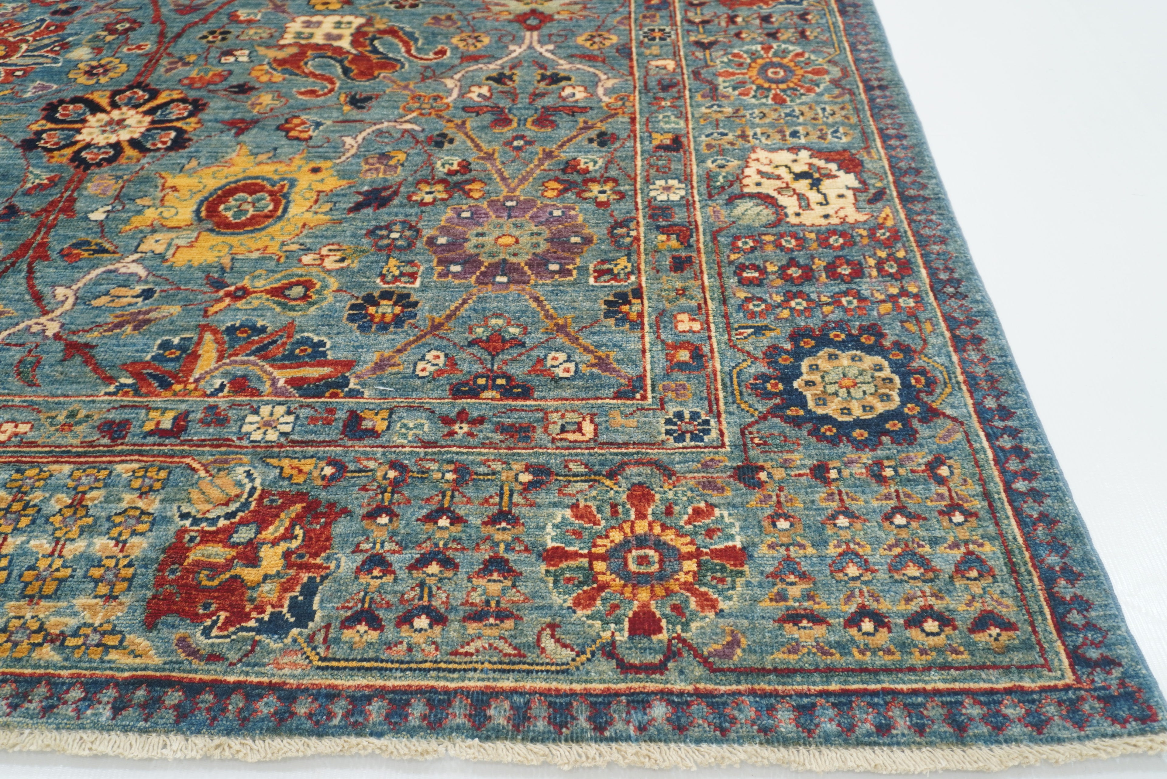 6x9 Blue Bidjar Afghan Hand-Knotted Wool Oriental Rug - Yildiz Rugs