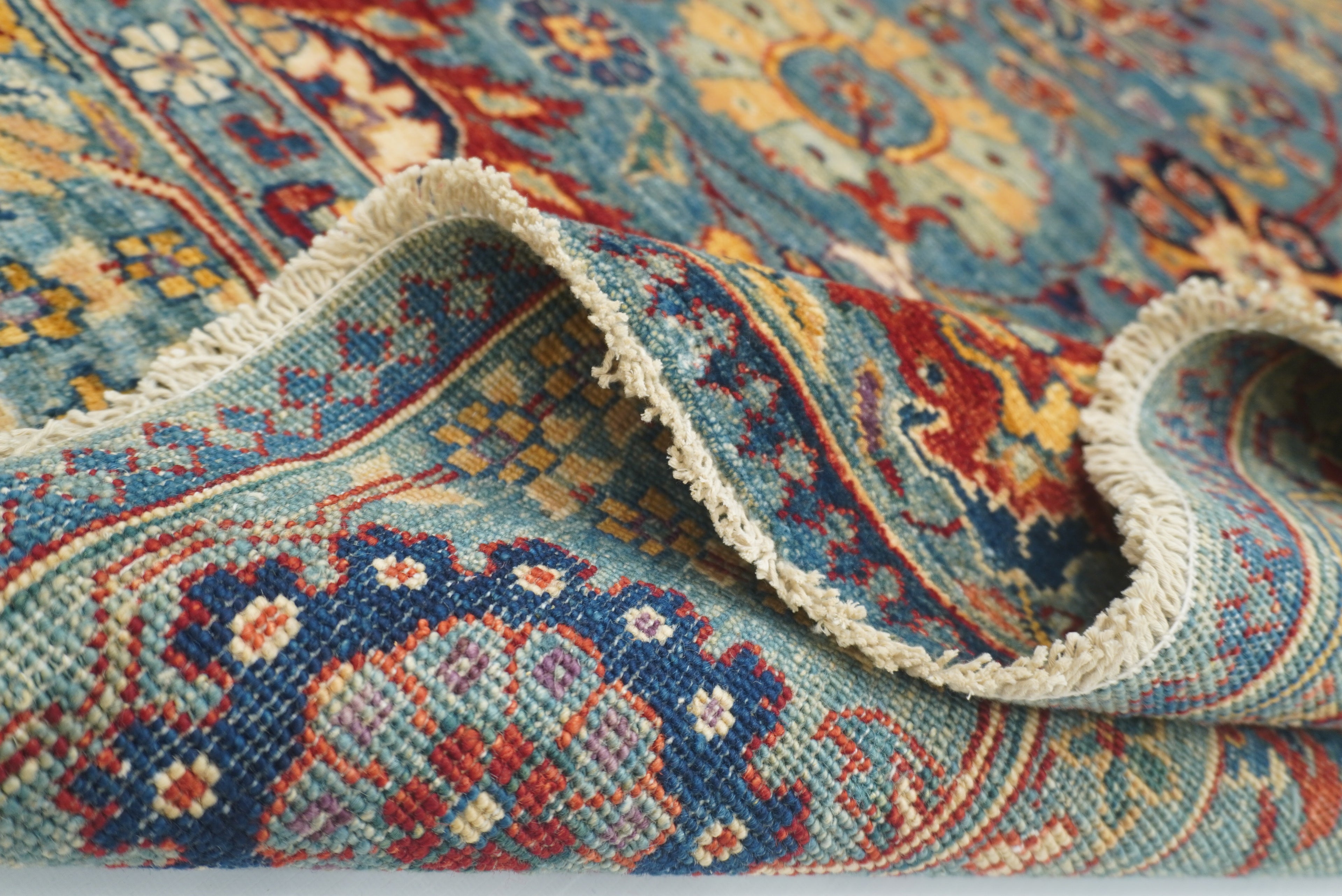 6x9 Blue Bidjar Afghan Hand-Knotted Wool Oriental Rug - Yildiz Rugs