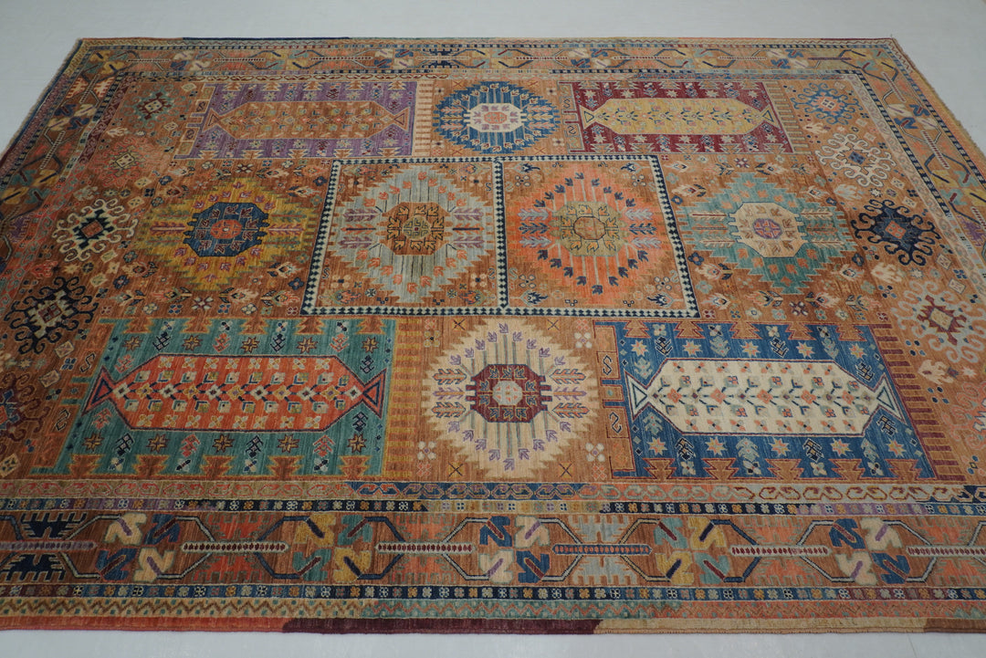 7x10 ft Brown Afghan Baluch Samarkand Hand knotted Tribal Rug