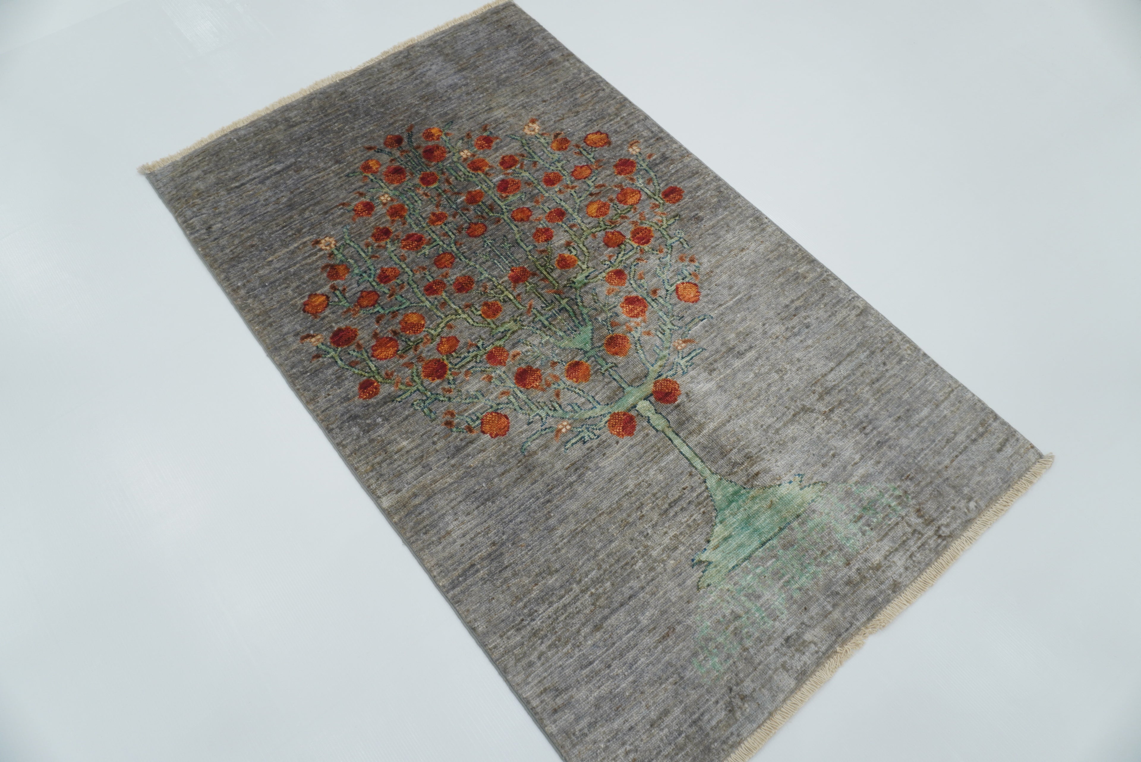 3x4 Blueish Gray Tree of Life Gabbeh Hand Knotted Rug - Yildiz Rugs