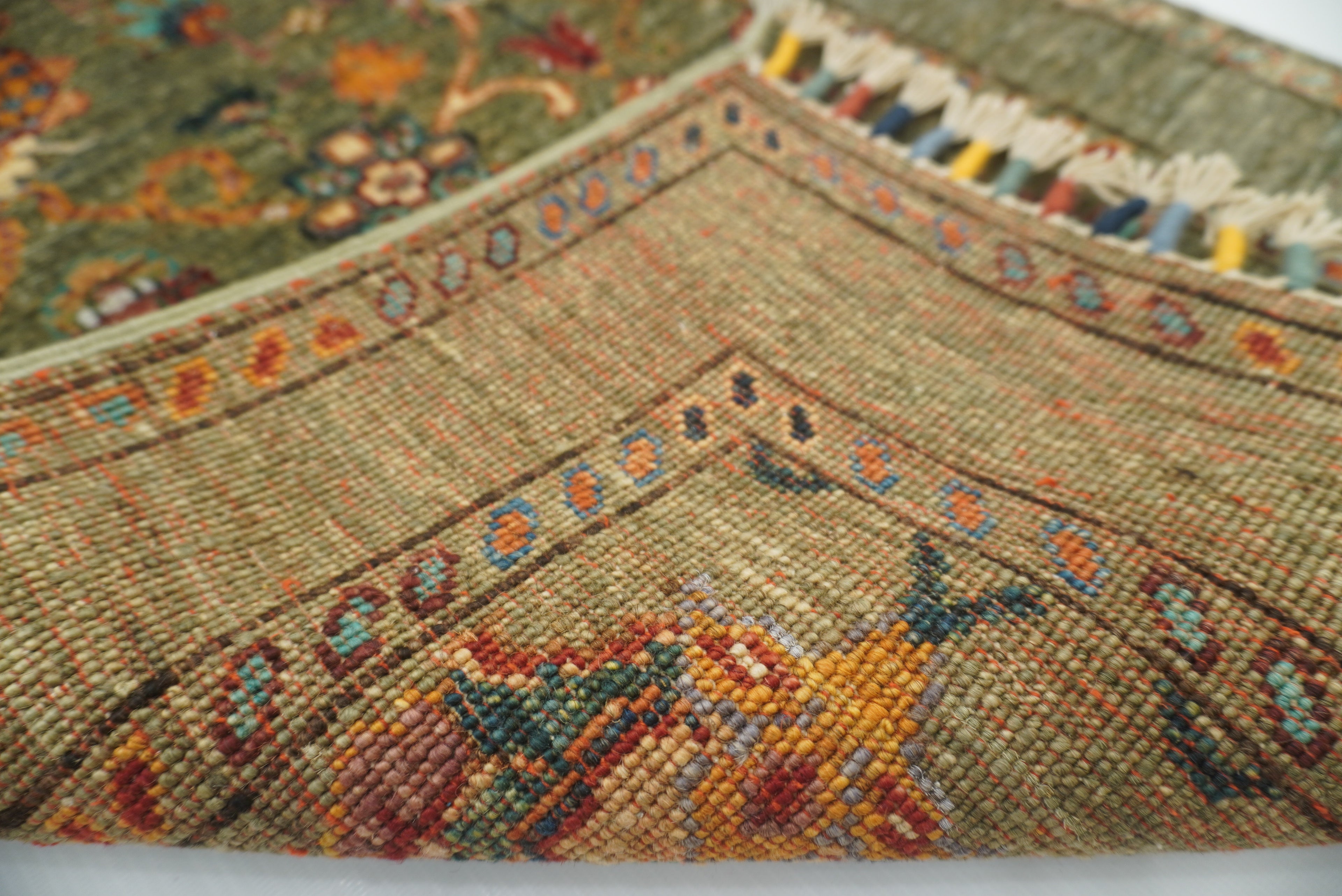2x3 Green Afghan Waziri Hand Knotted Wool Rug - Yildiz Rugs
