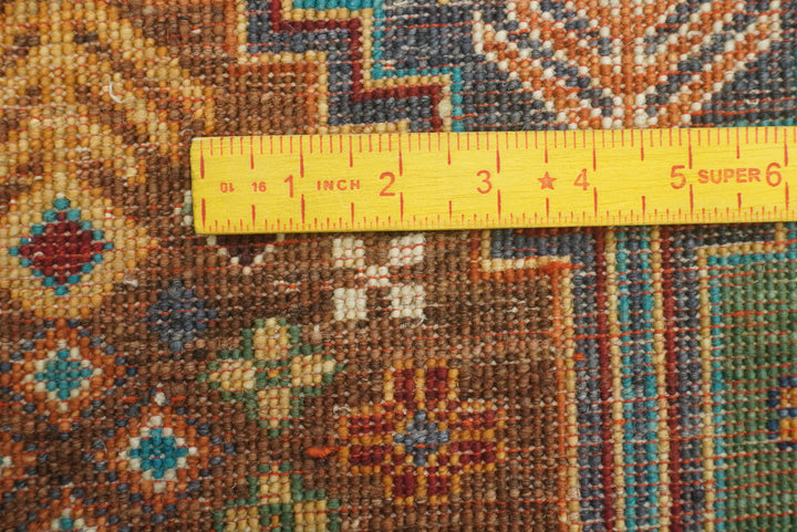 8 ft Gray Khorjin Afghan Hand Knotted Wool Runner Rug - Yildiz Rugs