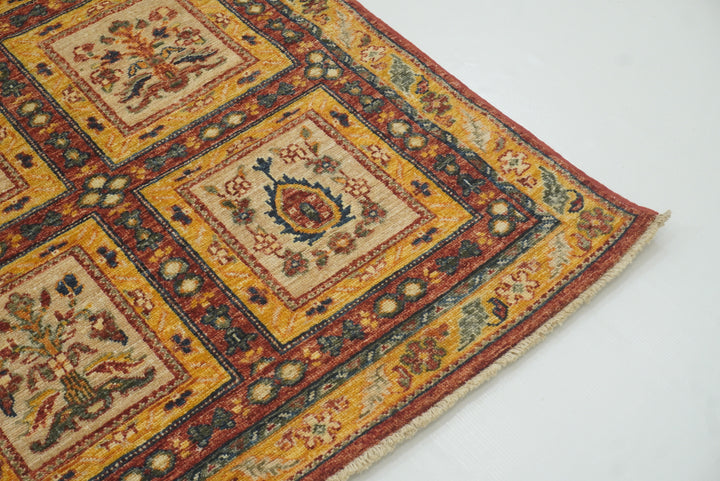 10 ft Beige Vintage Afghan Hand knotted Oriental Runner Rug - Yildiz Rugs