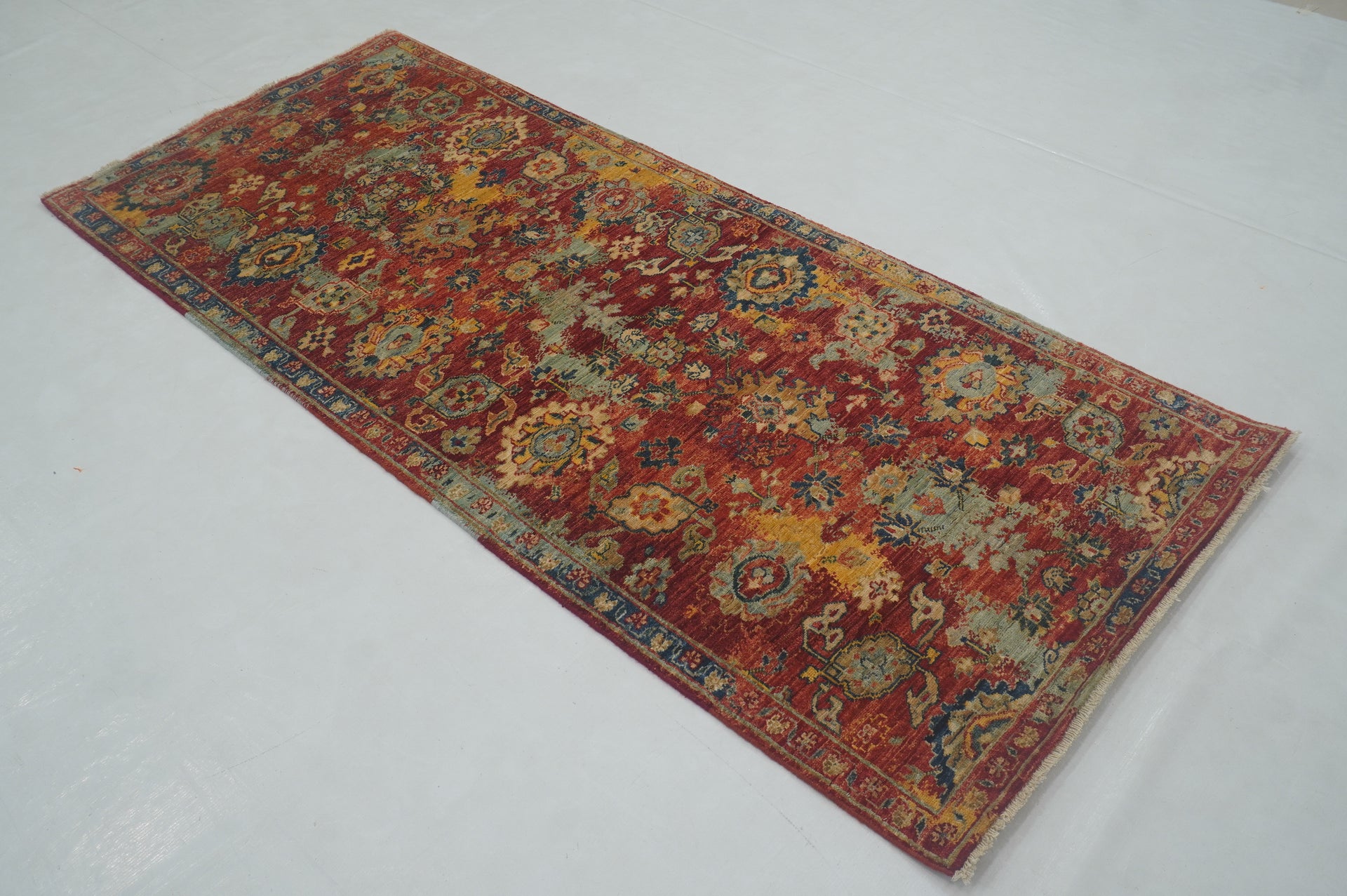 6 ft Red Modern Bidjar Abstract Afghan Hand knotted Runner Rug