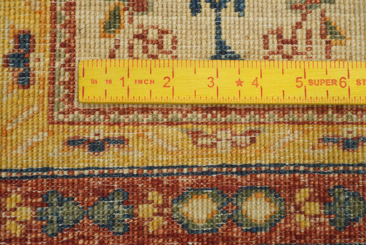 10 ft Beige Vintage Afghan Hand knotted Oriental Runner Rug - Yildiz Rugs