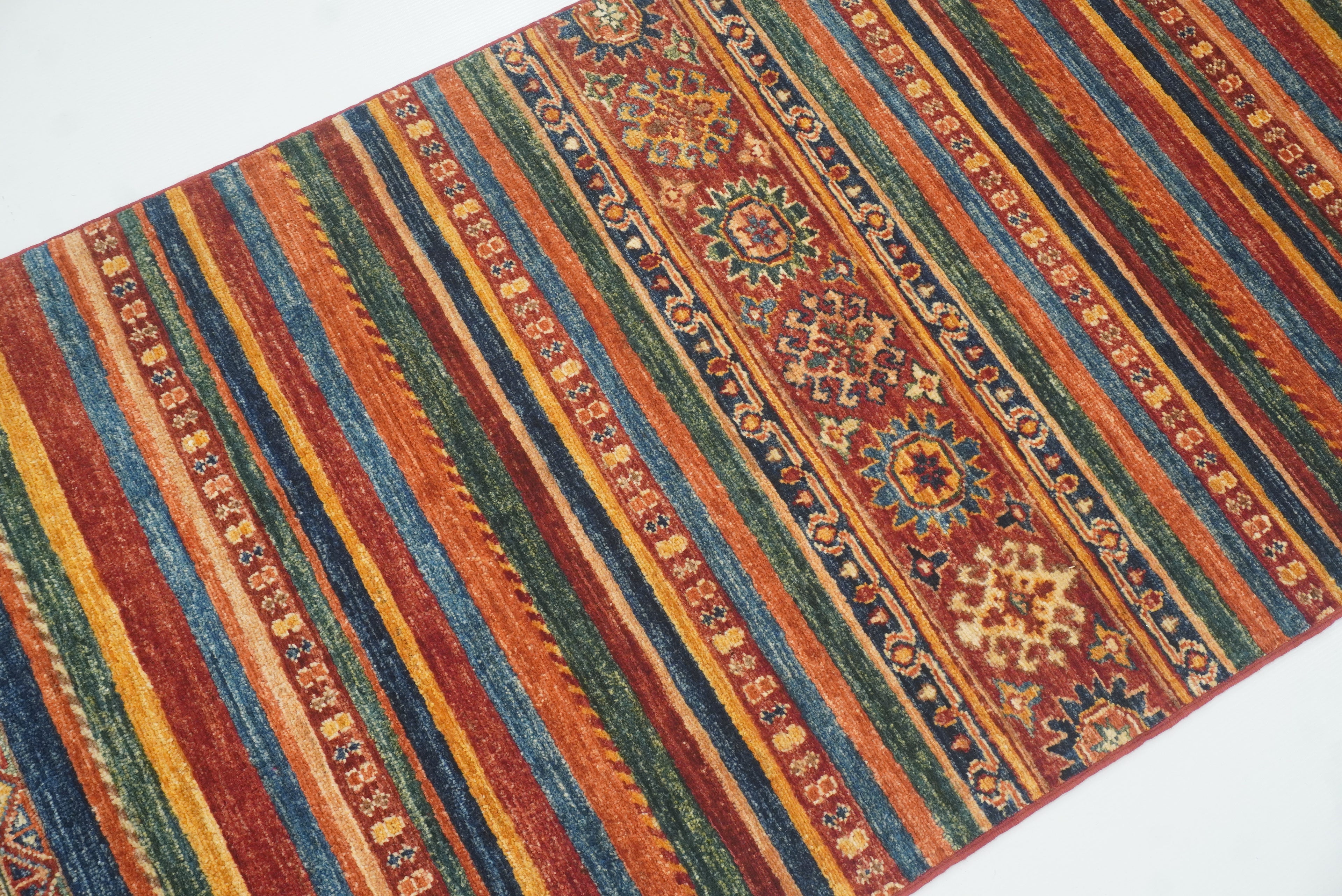 2'8"x9'6" Red Tribal Hand-Knotted Wool Runner Rug - Yildiz Rugs