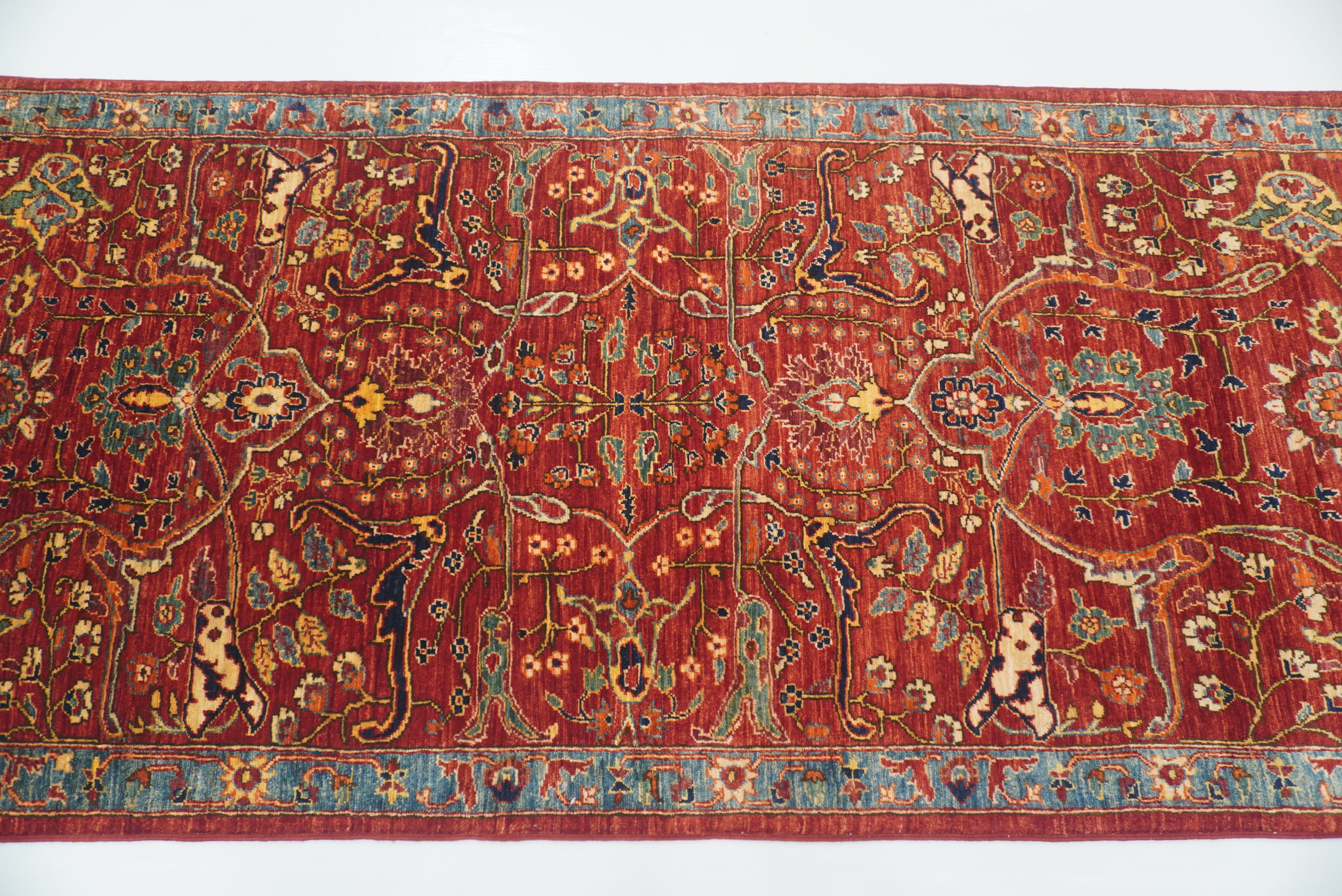 8 ft Red Bidjar Afghan Hand Knotted Wool Runner Rug - Yildiz Rugs