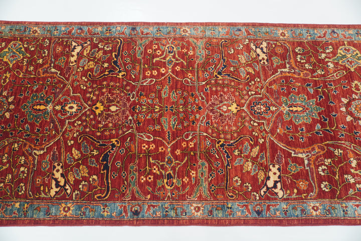 8 ft Red Bidjar Afghan Hand Knotted Wool Runner Rug - Yildiz Rugs