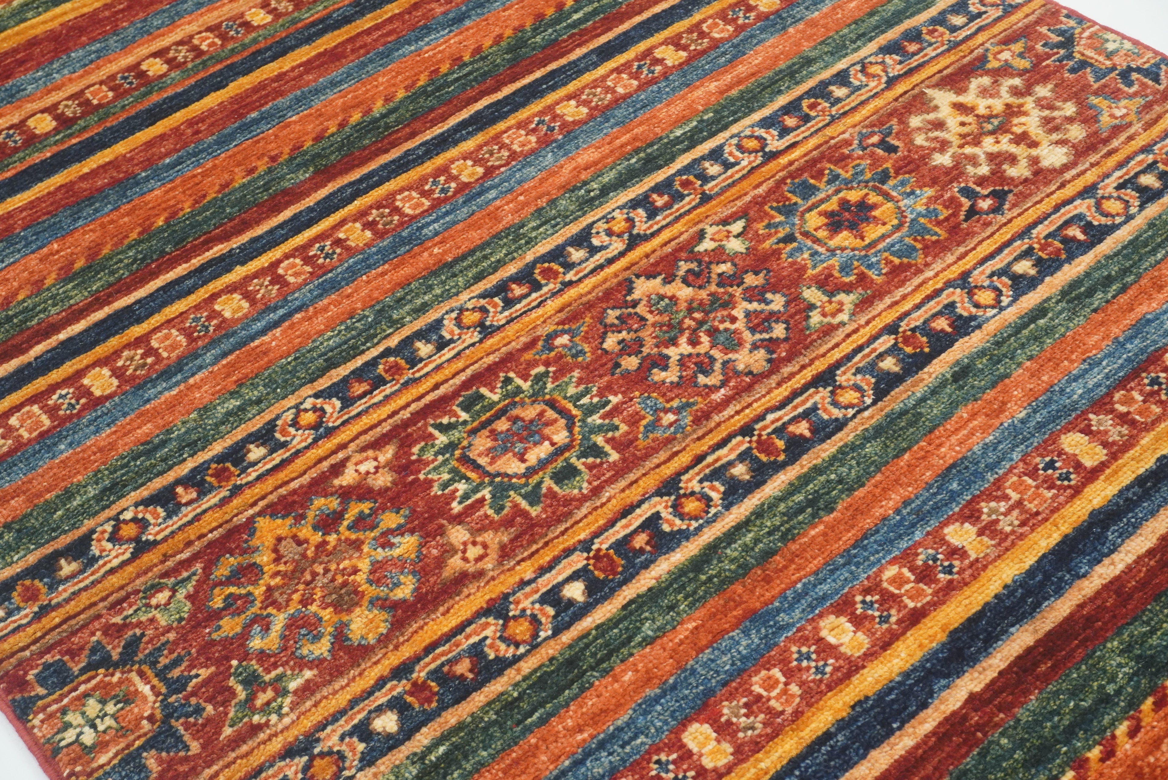 2'8"x9'6" Red Tribal Hand-Knotted Wool Runner Rug - Yildiz Rugs