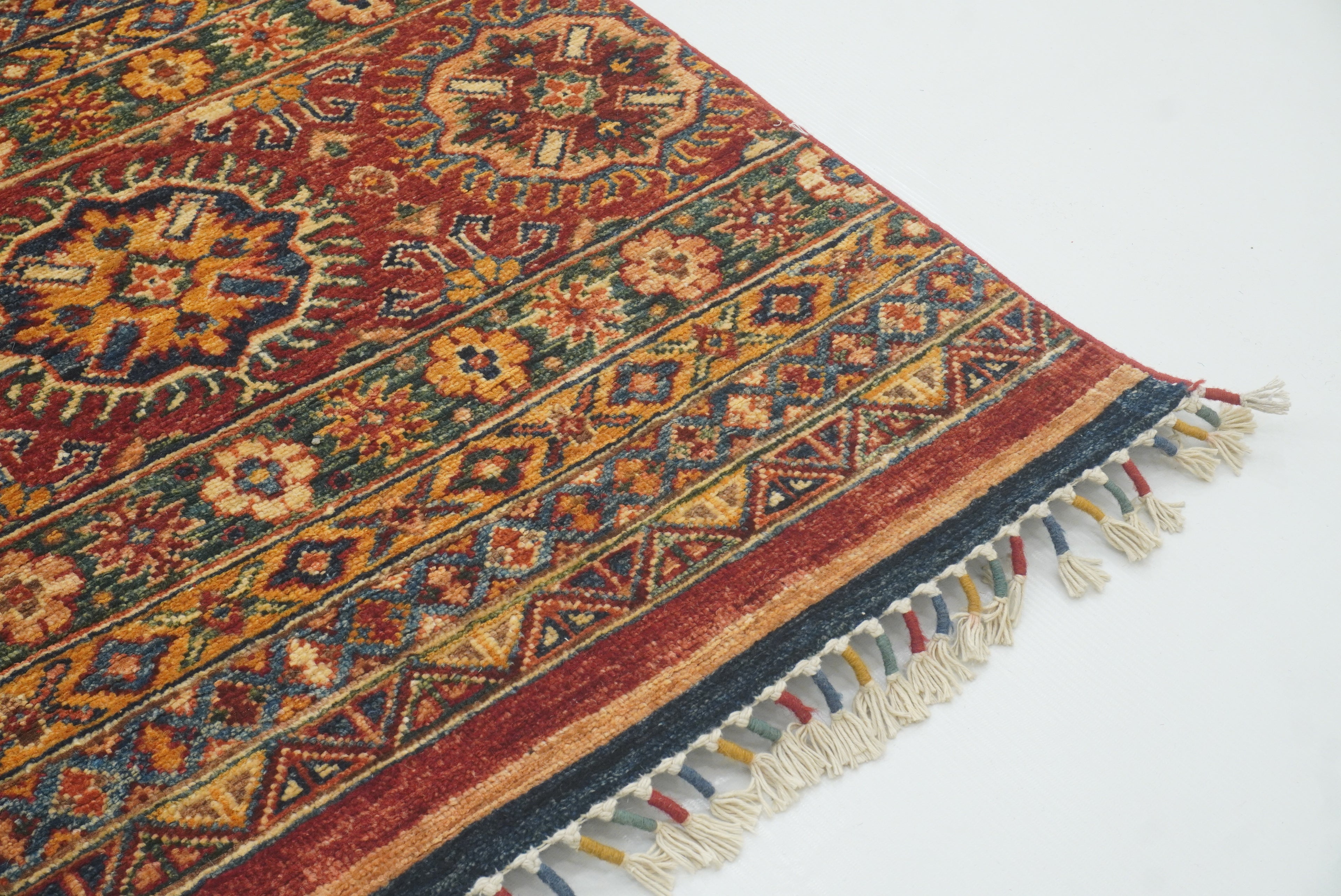 2'8"x9'6" Red Tribal Hand-Knotted Wool Runner Rug - Yildiz Rugs