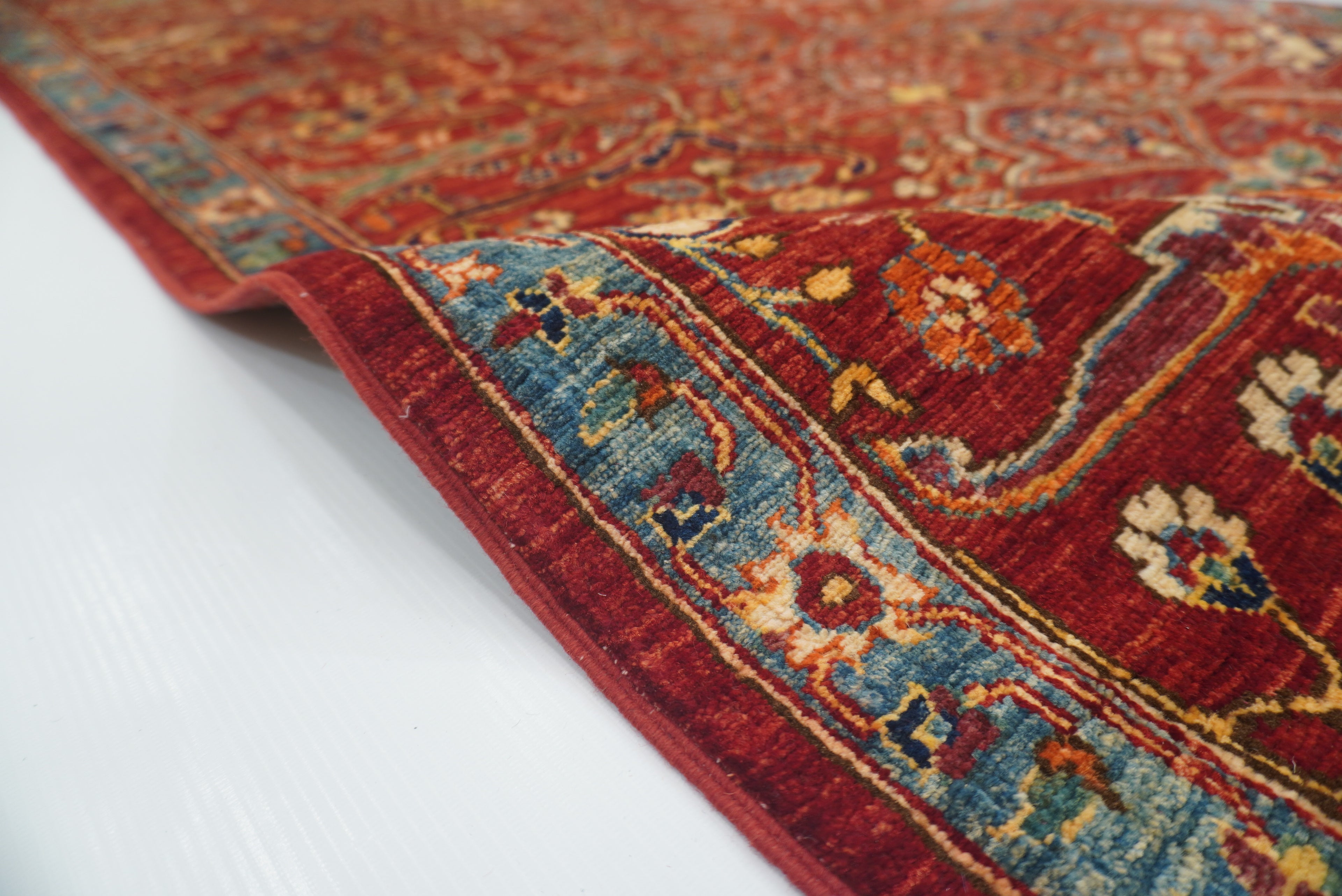 8 ft Red Bidjar Afghan Hand Knotted Wool Runner Rug - Yildiz Rugs