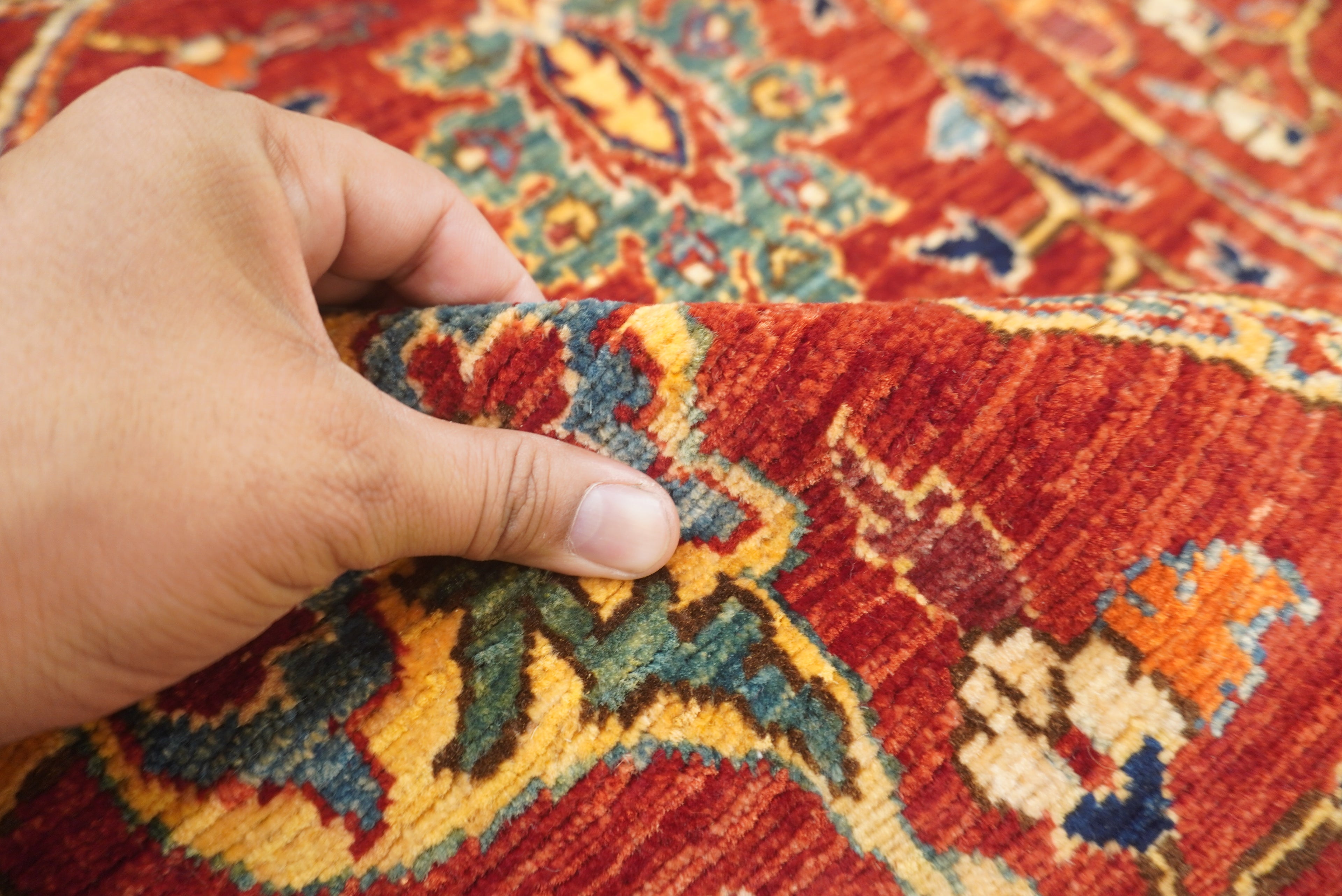 8 ft Red Bidjar Afghan Hand Knotted Wool Runner Rug - Yildiz Rugs
