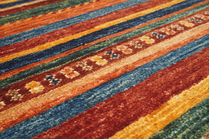 2'8"x9'6" Red Tribal Hand-Knotted Wool Runner Rug - Yildiz Rugs