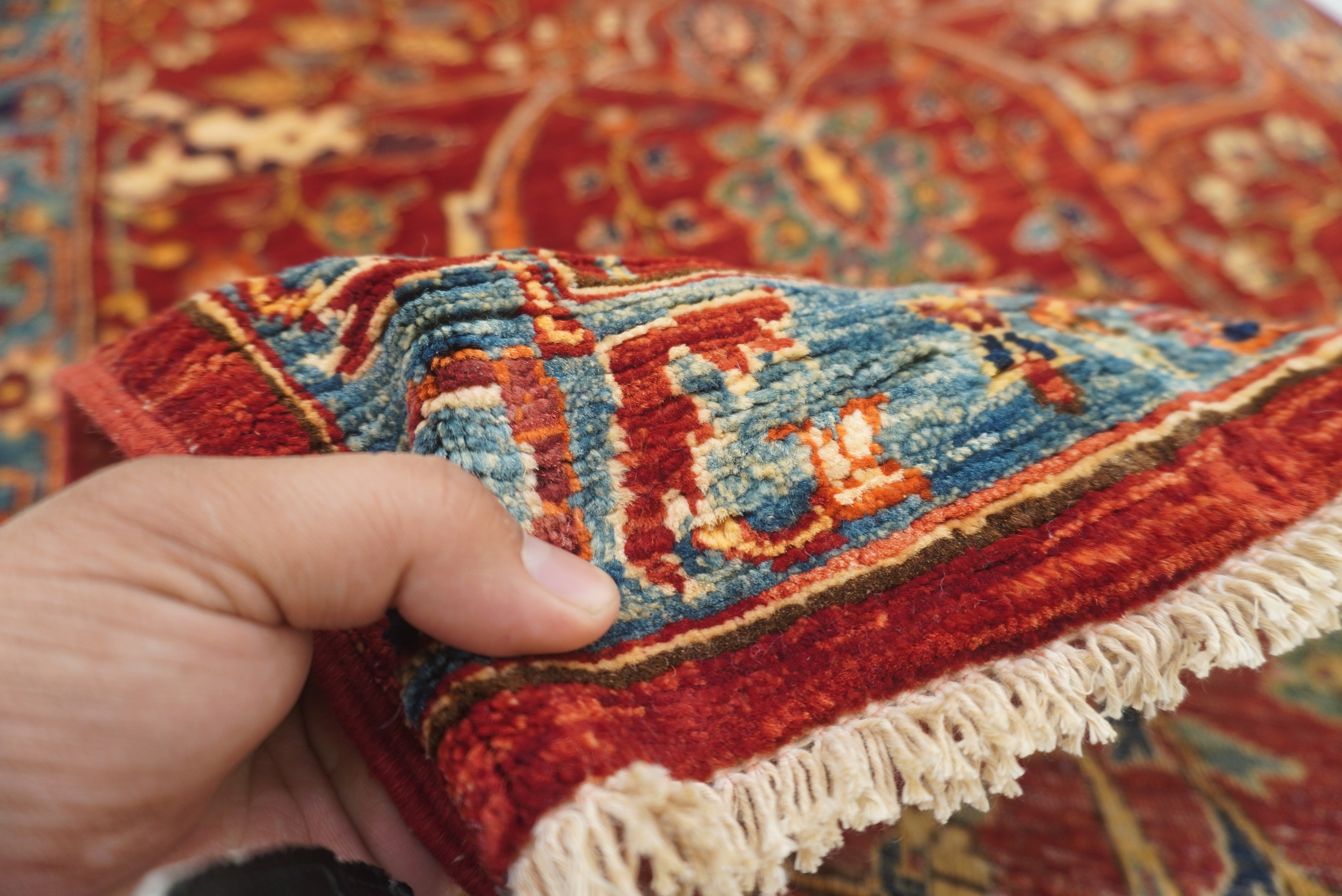 8 ft Red Bidjar Afghan Hand Knotted Wool Runner Rug - Yildiz Rugs