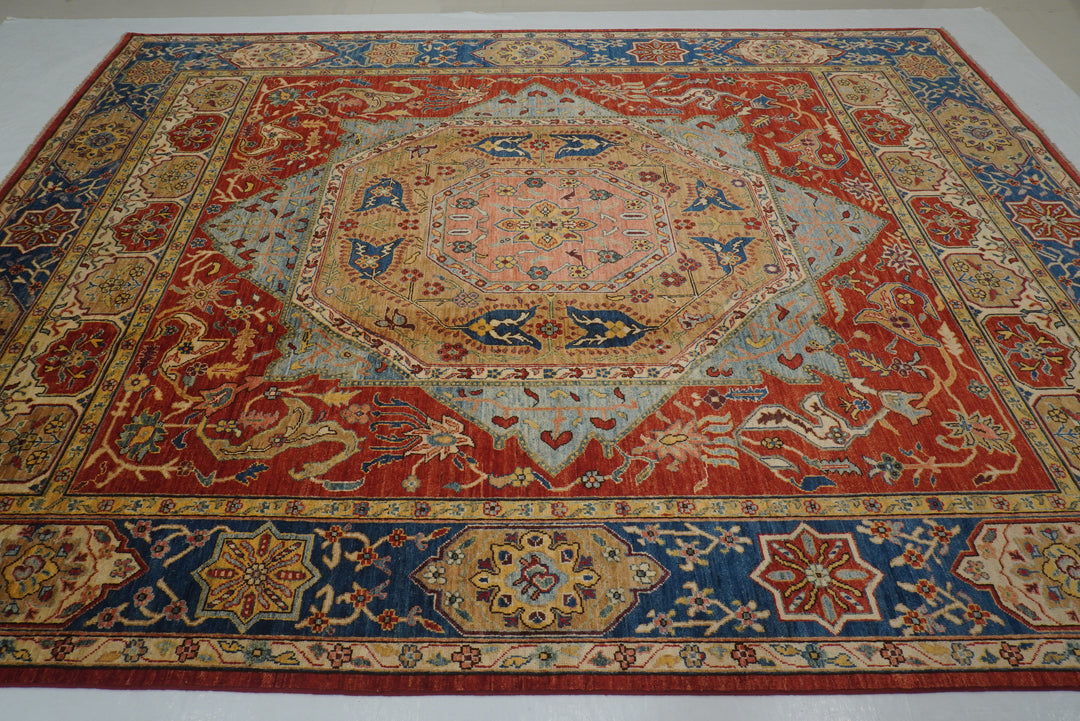 9x12 Mamluk Red Afghan Hand knotted Medallion Rug