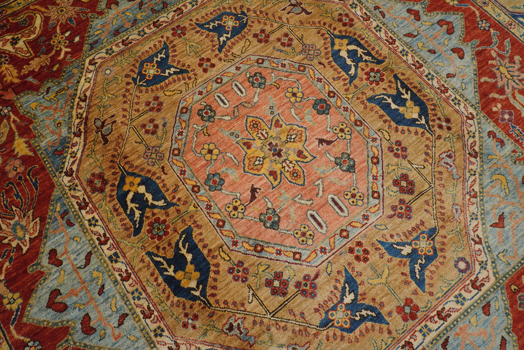 9x12 Mamluk Red Afghan Hand knotted Medallion Rug