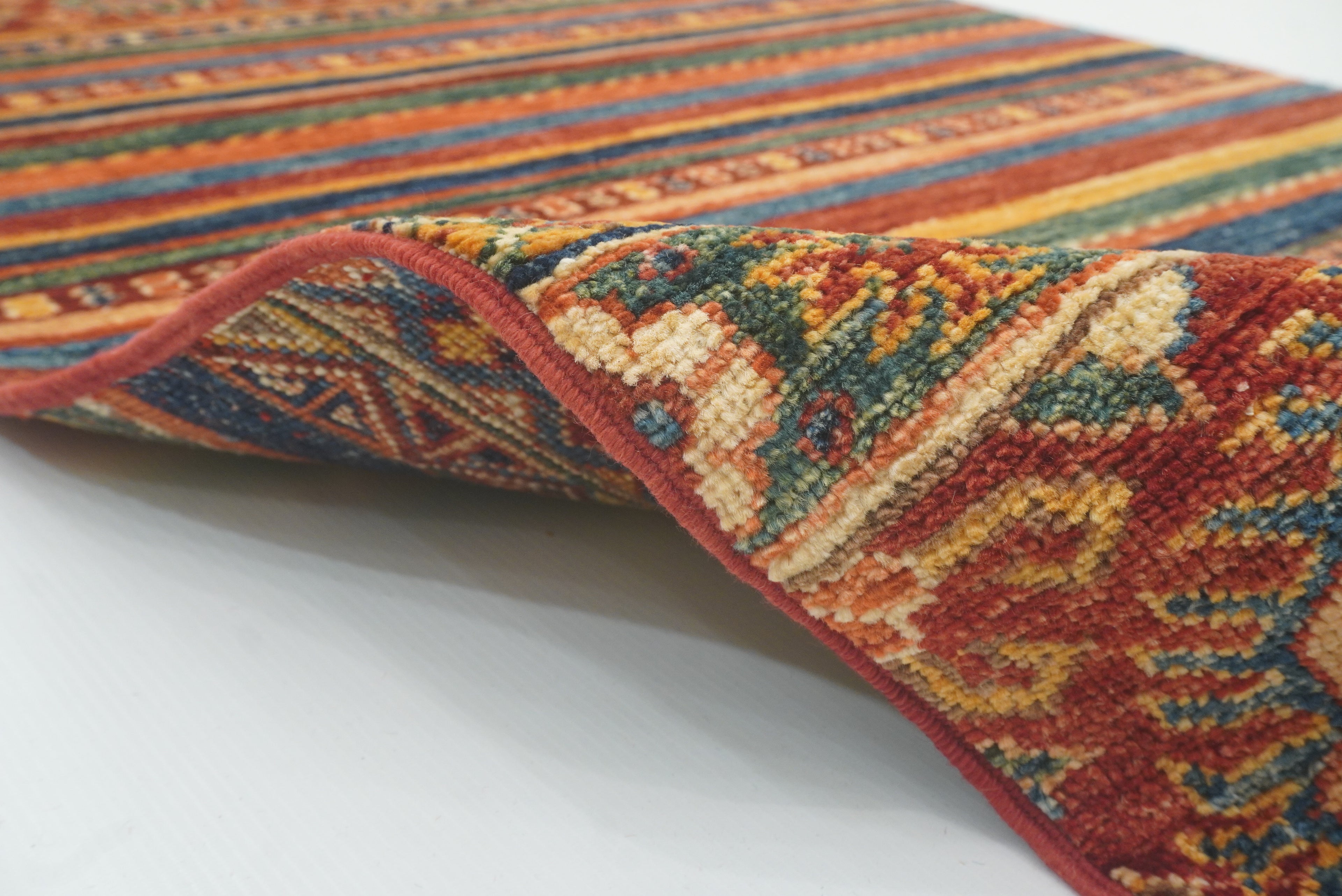 2'8"x9'6" Red Tribal Hand-Knotted Wool Runner Rug - Yildiz Rugs