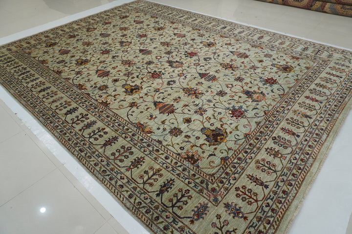 10x14 Soft Muted Blue Waziri Afghan Hand knotted Oriental Rug - Yildiz Rugs