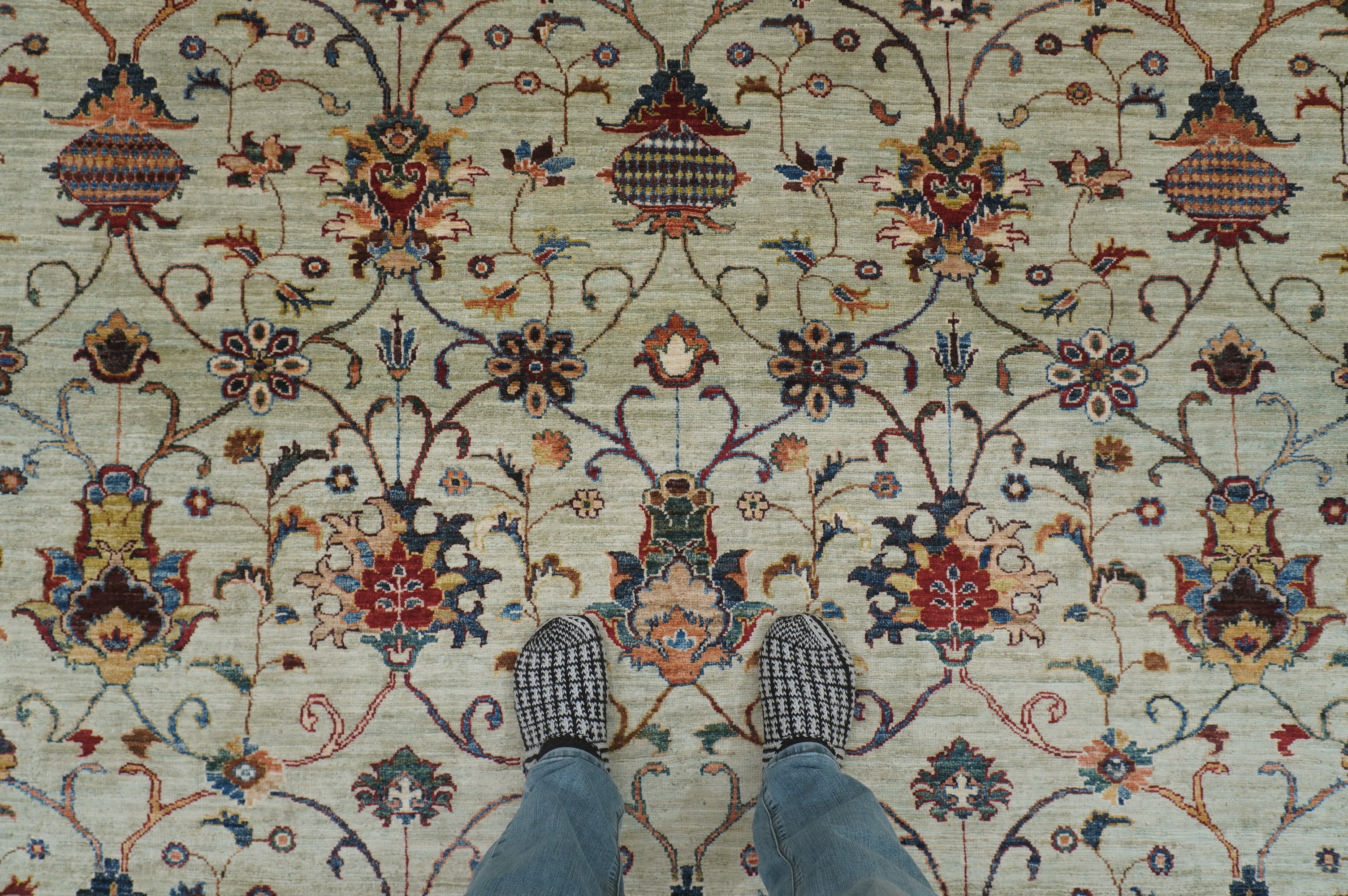 10x14 Soft Muted Blue Waziri Afghan Hand knotted Oriental Rug - Yildiz Rugs