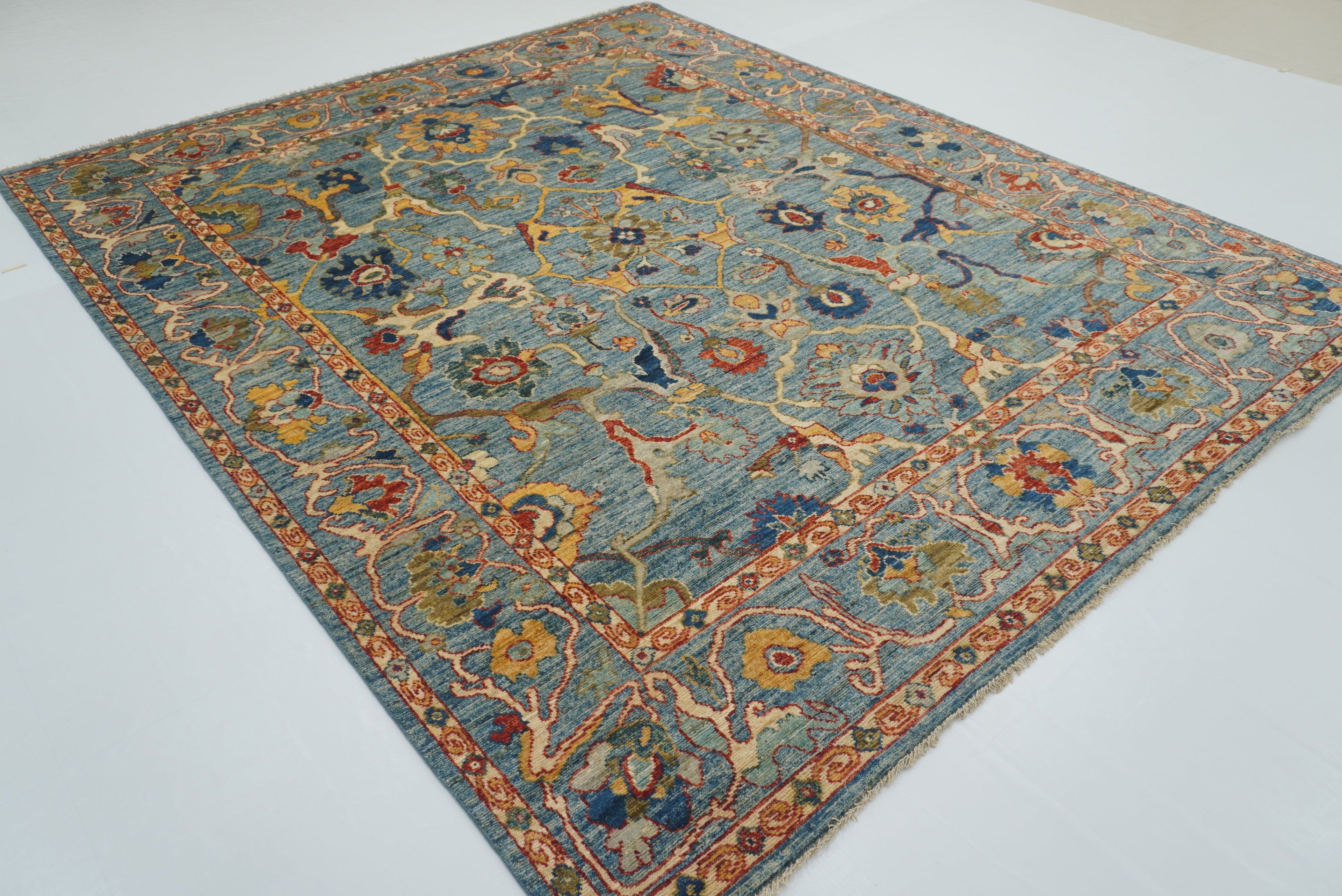 8x10 Blue Oushak Hand knotted Wool Oriental Rug - Yildiz Rugs
