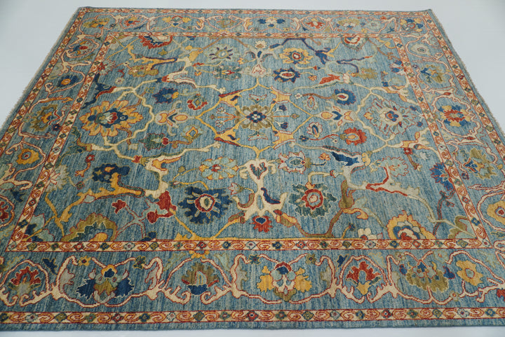 8x10 Blue Oushak Hand knotted Wool Oriental Rug - Yildiz Rugs