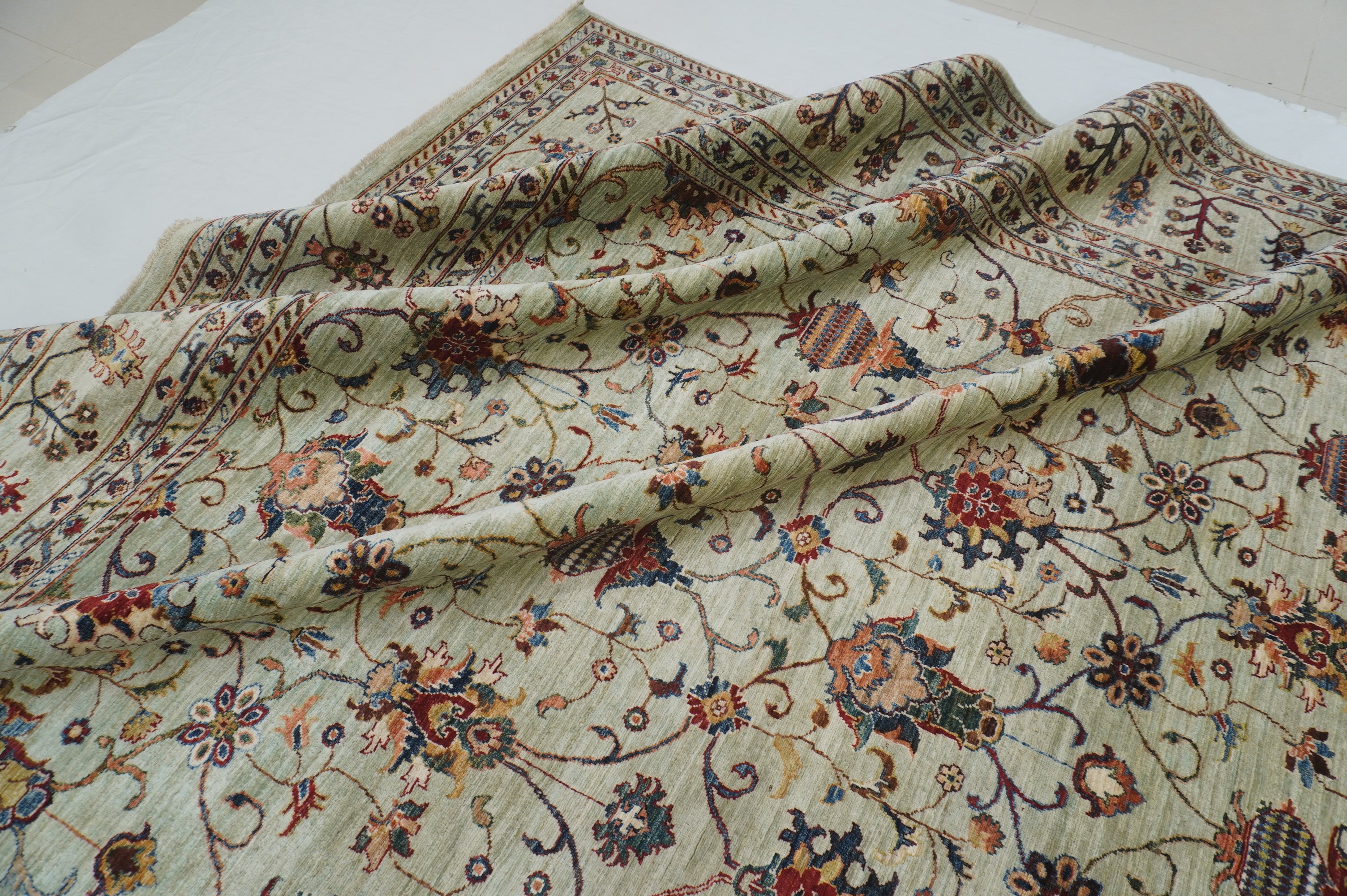 10x14 Soft Muted Blue Waziri Afghan Hand knotted Oriental Rug - Yildiz Rugs