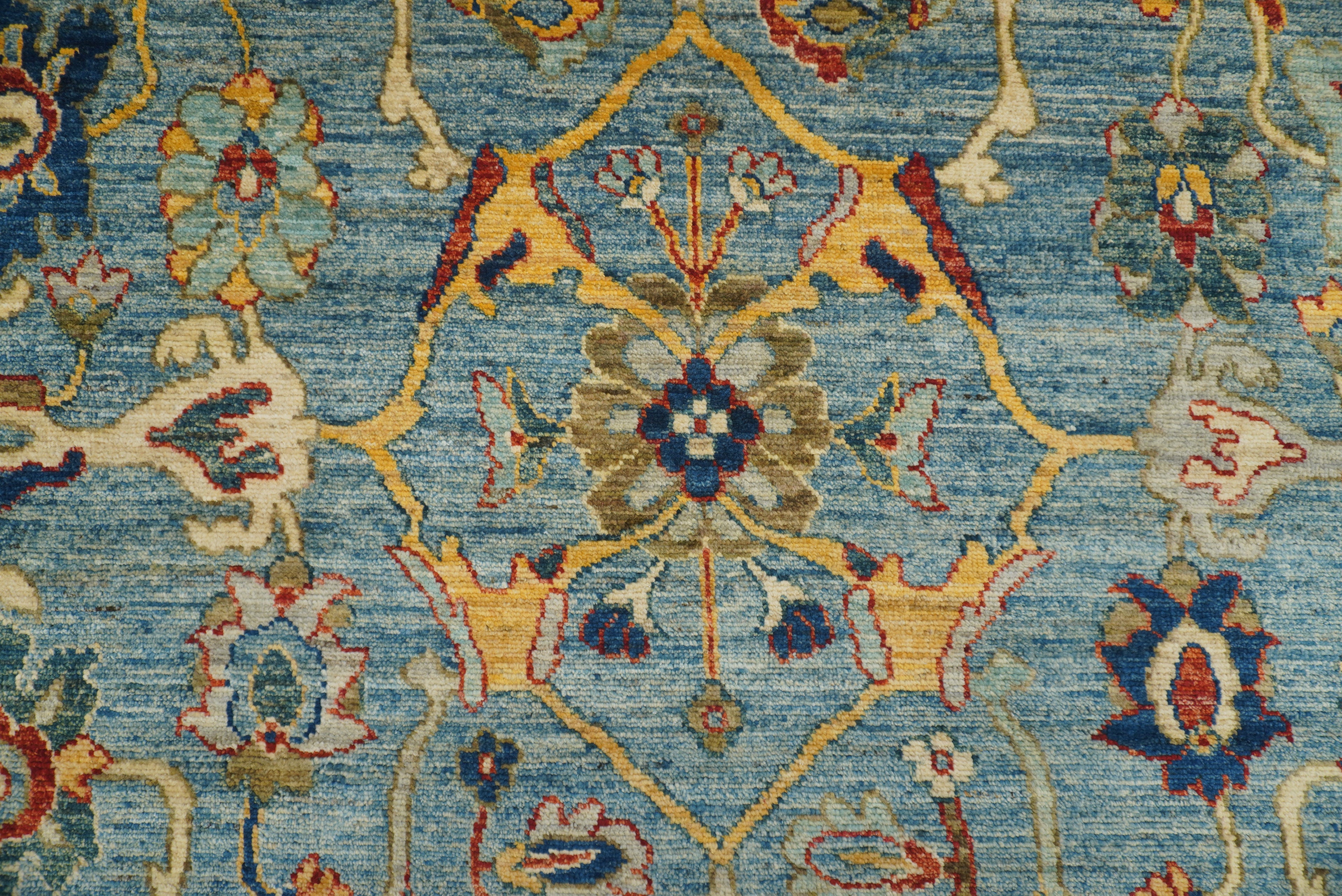 8x10 Blue Oushak Hand knotted Wool Oriental Rug - Yildiz Rugs