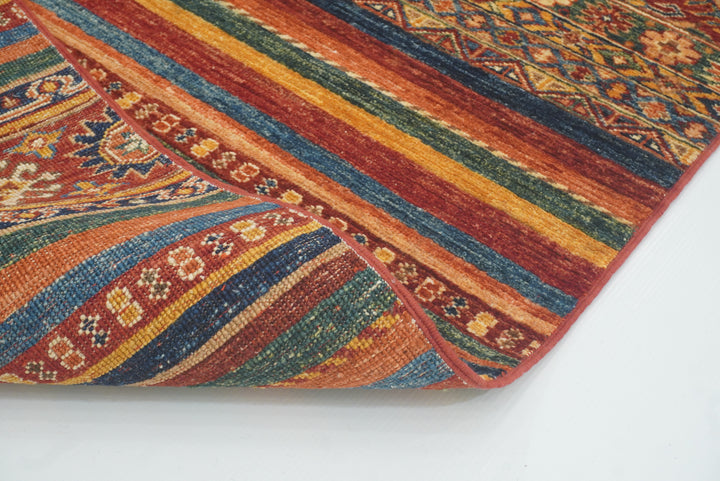 2'8"x9'6" Red Tribal Hand-Knotted Wool Runner Rug - Yildiz Rugs