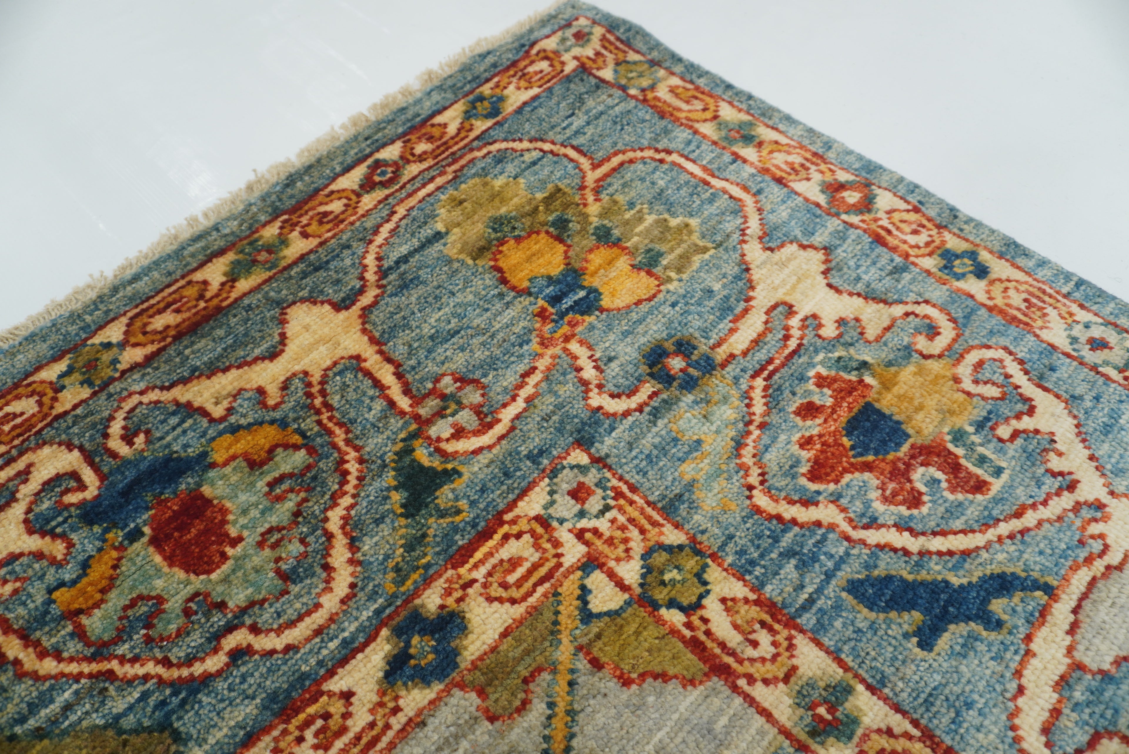 8x10 Blue Oushak Hand knotted Wool Oriental Rug - Yildiz Rugs