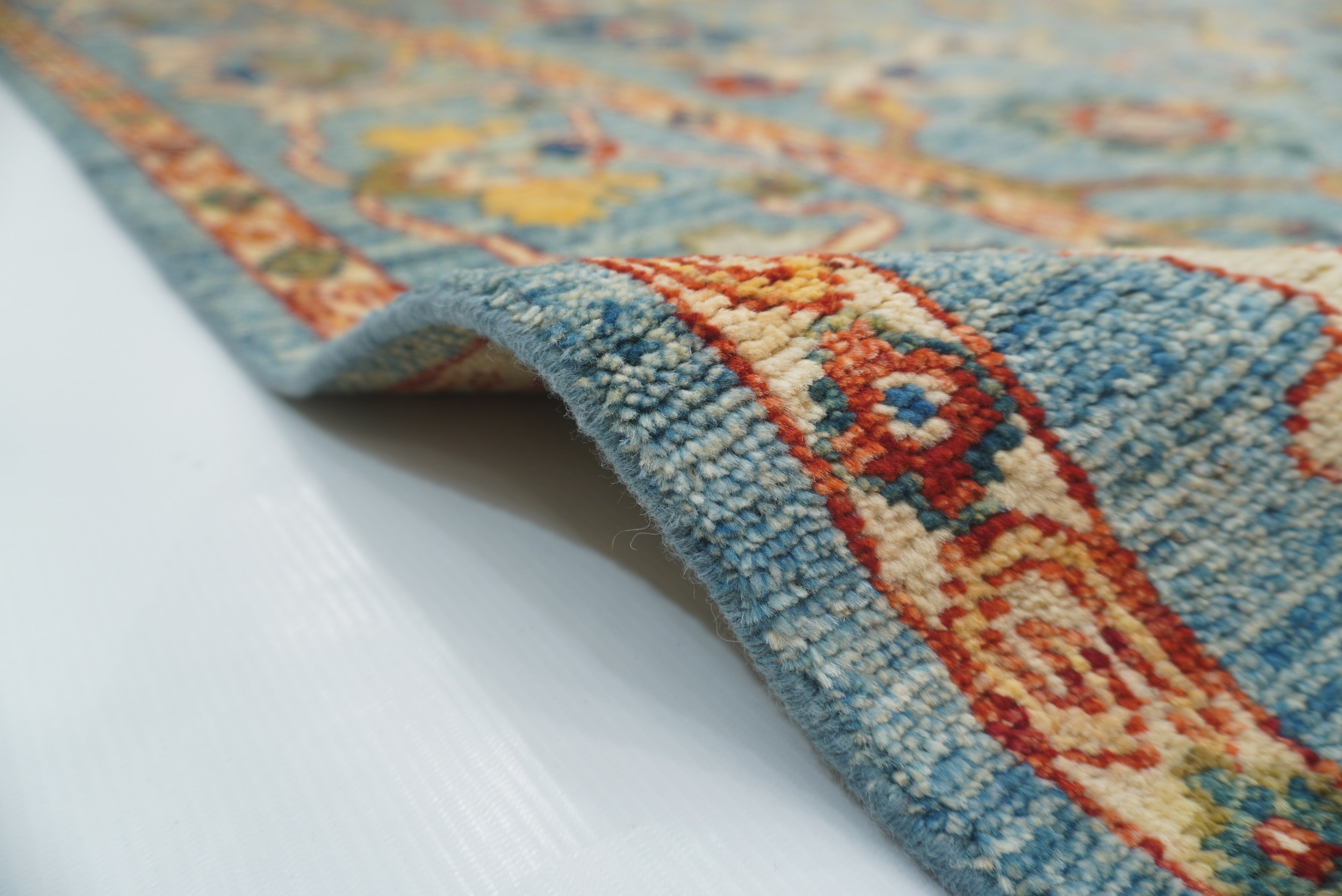 8x10 Blue Oushak Hand knotted Wool Oriental Rug - Yildiz Rugs