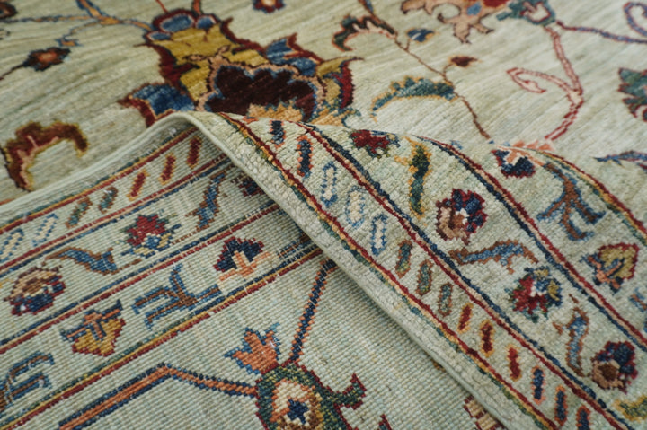 10x14 Soft Muted Blue Waziri Afghan Hand knotted Oriental Rug - Yildiz Rugs