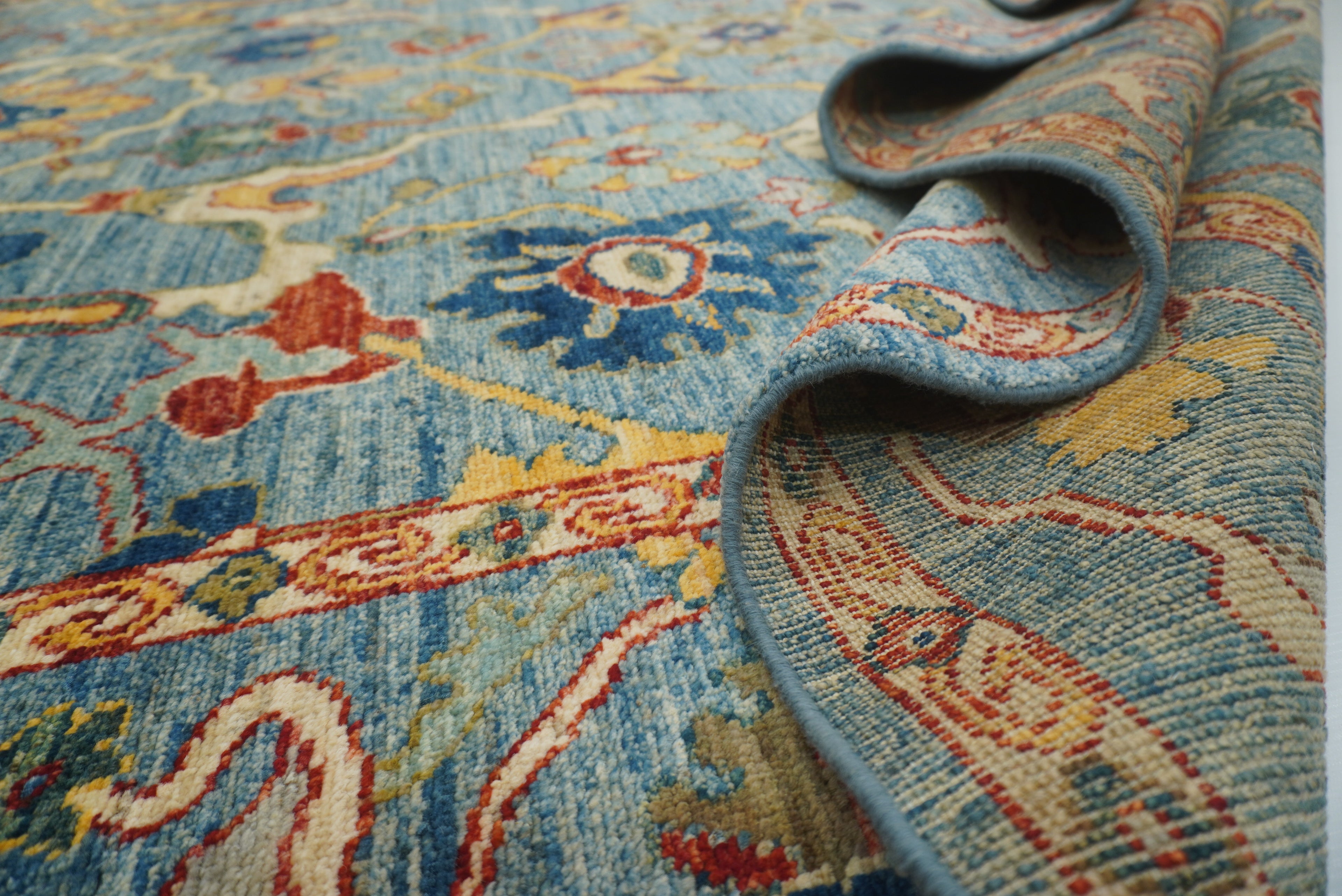 8x10 Blue Oushak Hand knotted Wool Oriental Rug - Yildiz Rugs