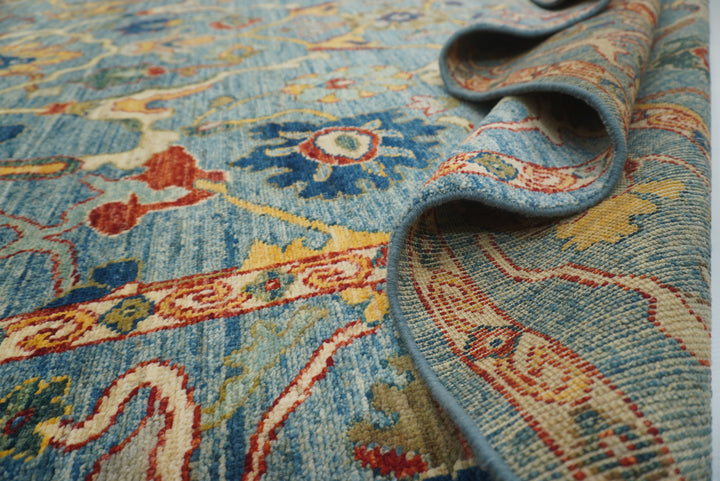 8x10 Blue Oushak Hand knotted Wool Oriental Rug - Yildiz Rugs