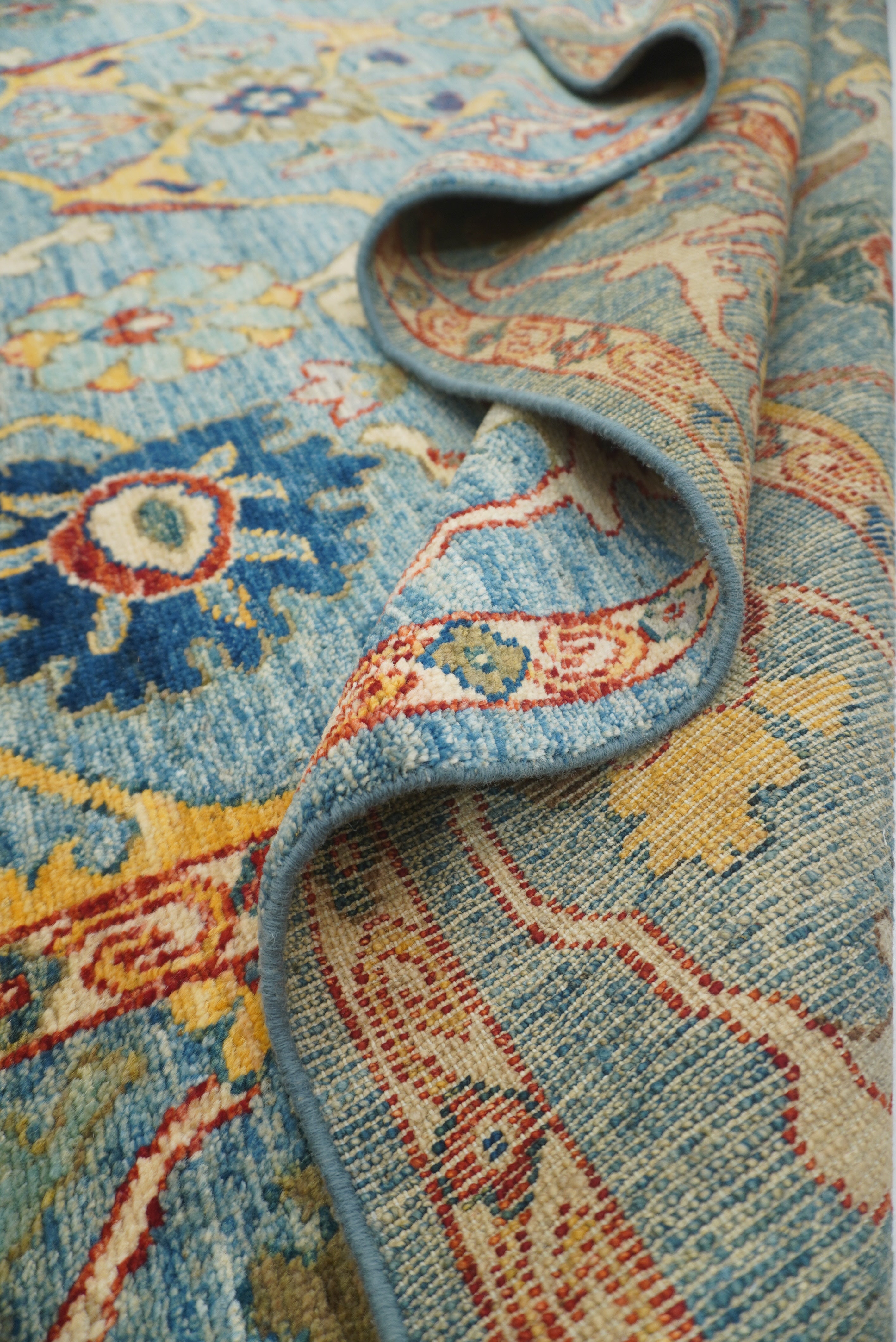 8x10 Blue Oushak Hand knotted Wool Oriental Rug - Yildiz Rugs