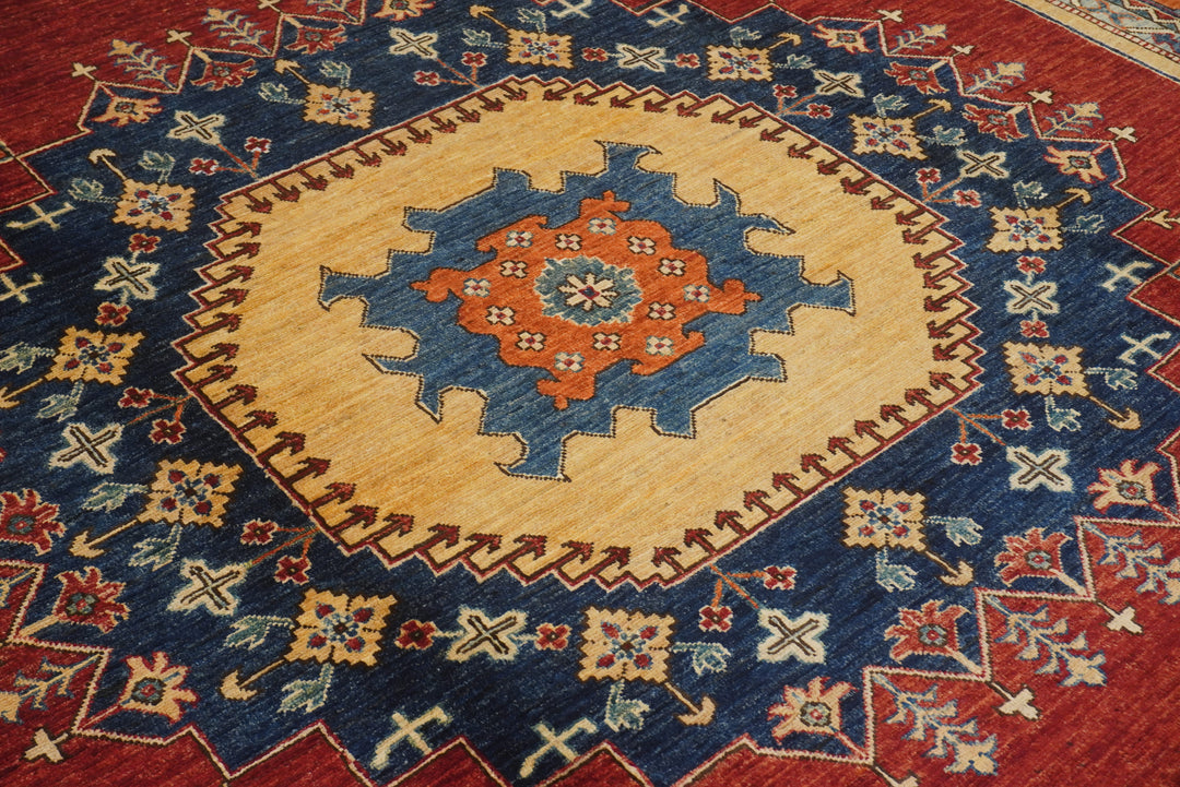 9x12 Red Heriz Afghan Hand Knotted Medallion Rug