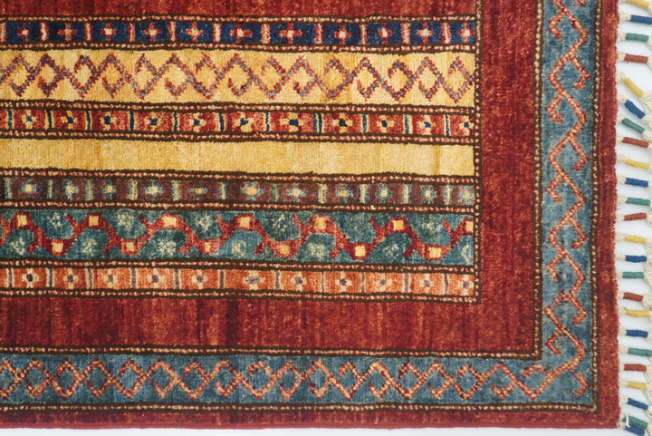 2'3"x6'6" Red Shawl Hand Knotted Wool Runner Rug - Yildiz Rugs