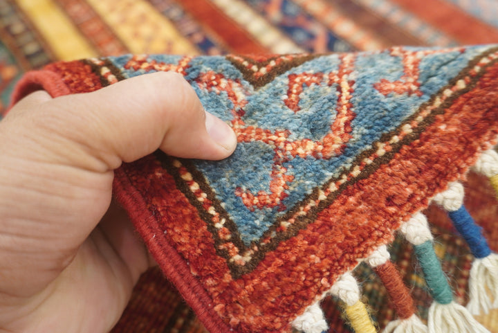 2'3"x6'6" Red Shawl Hand Knotted Wool Runner Rug - Yildiz Rugs