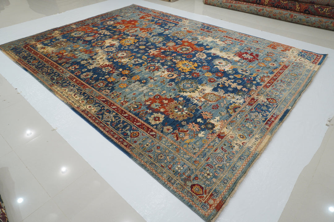 9x12 Dark Blue Modern Bidjar Afghan Hand knotted wool rug