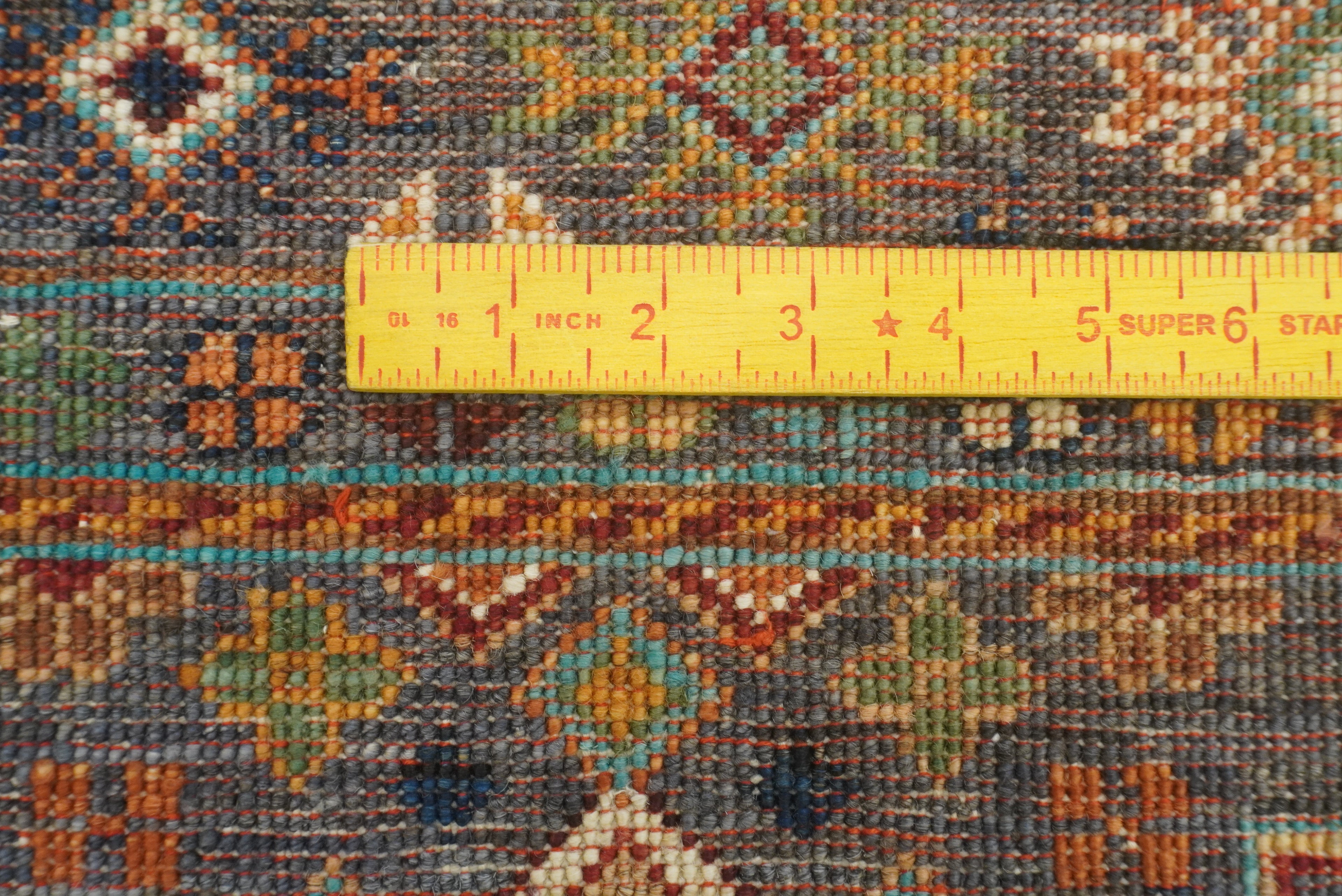 8 ft Gray Khorjin Afghan Hand Knotted Wool Runner Rug - Yildiz Rugs