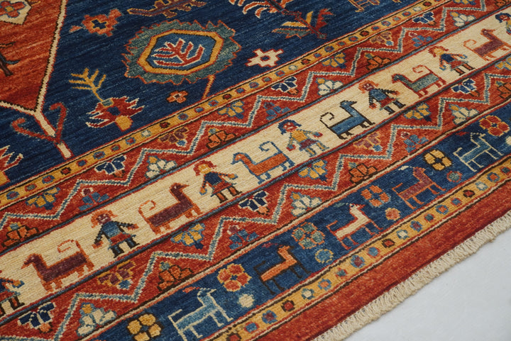 9x11 Red Blue Afghan Nomad Qashqai Hand knotted Tribal Gabbeh Rug