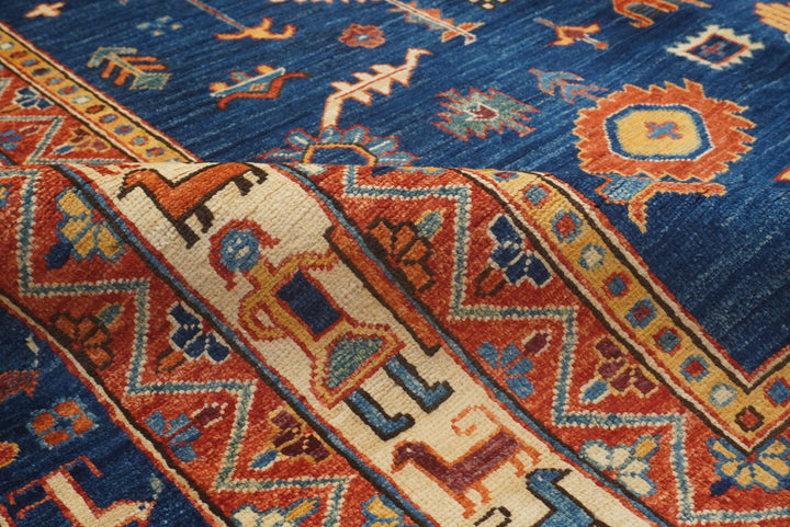 9x11 Red Blue Afghan Nomad Qashqai Hand knotted Tribal Gabbeh Rug