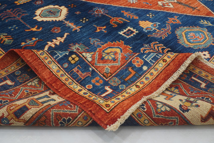 9x11 Red Blue Afghan Nomad Qashqai Hand knotted Tribal Gabbeh Rug