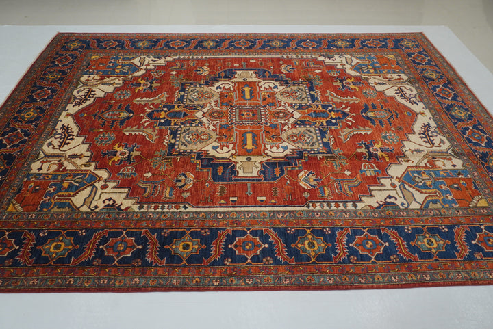 9x12 Red Heriz Afghan Hand knotted Medallion Oriental Rug