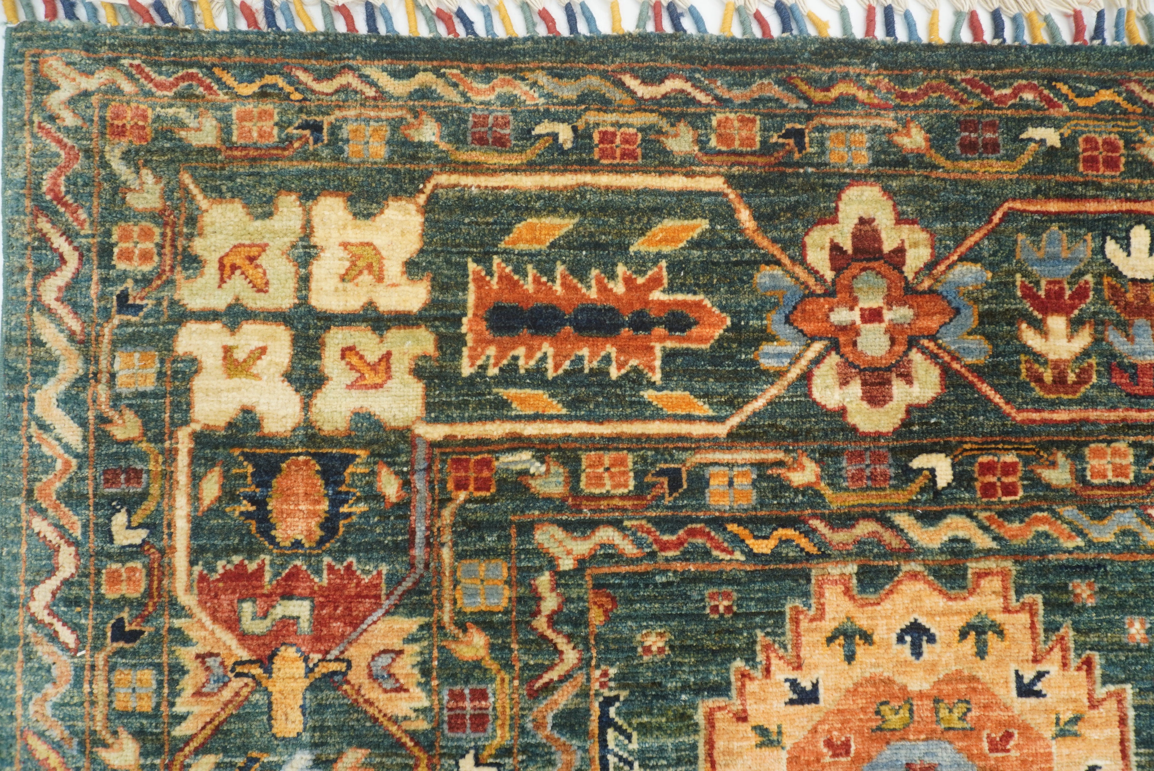 9x12 Dark Green Baluch Afghan Hand knotted Rug - Yildiz Rugs