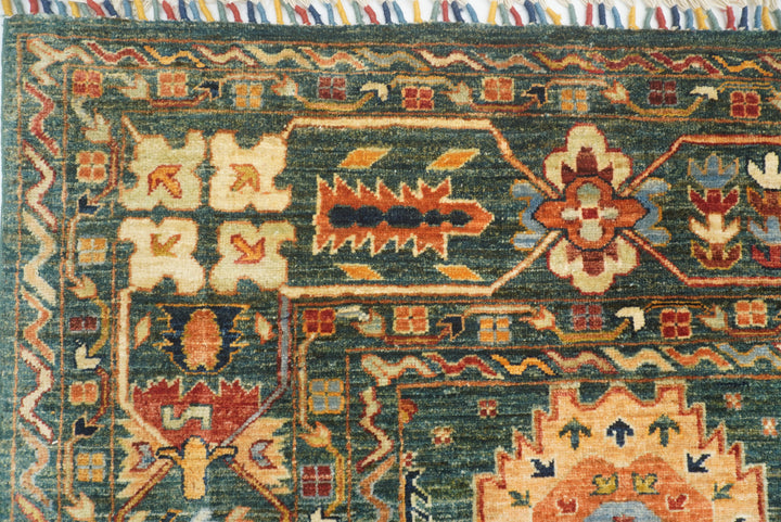 9x12 Dark Green Baluch Afghan Hand knotted Rug - Yildiz Rugs