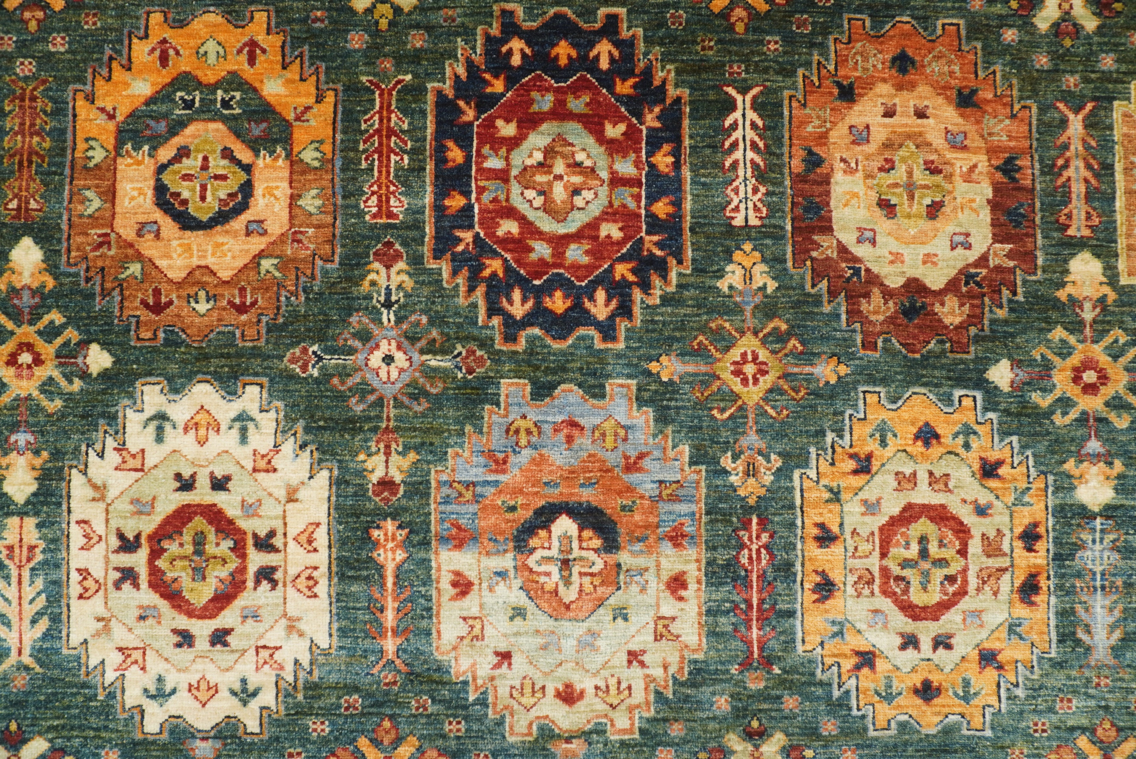 9x12 Dark Green Baluch Afghan Hand knotted Rug - Yildiz Rugs