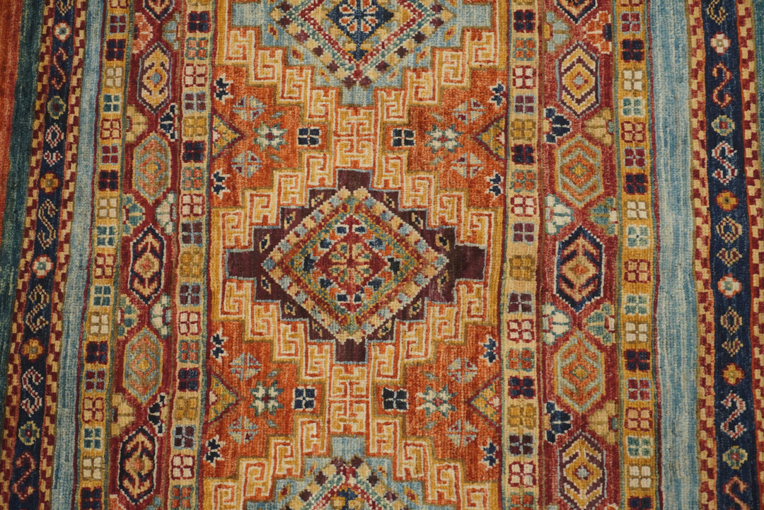 3x3 Orange Afghan Hand knotted Tribal Square Rug