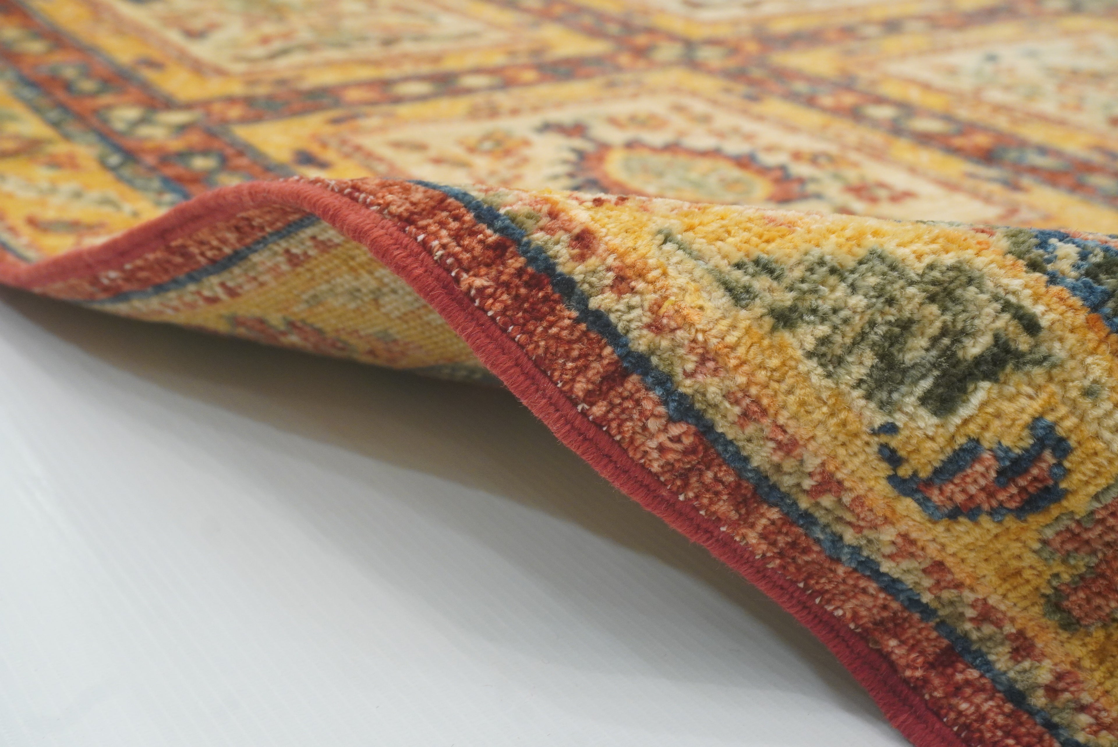 10 ft Beige Hand Knotted Afghan Wool Runner Rug - Yildiz Rugs