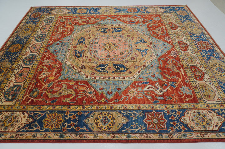 8x10 Red Mamluk Turkish Classic Red Hand knotted Medallion Rug